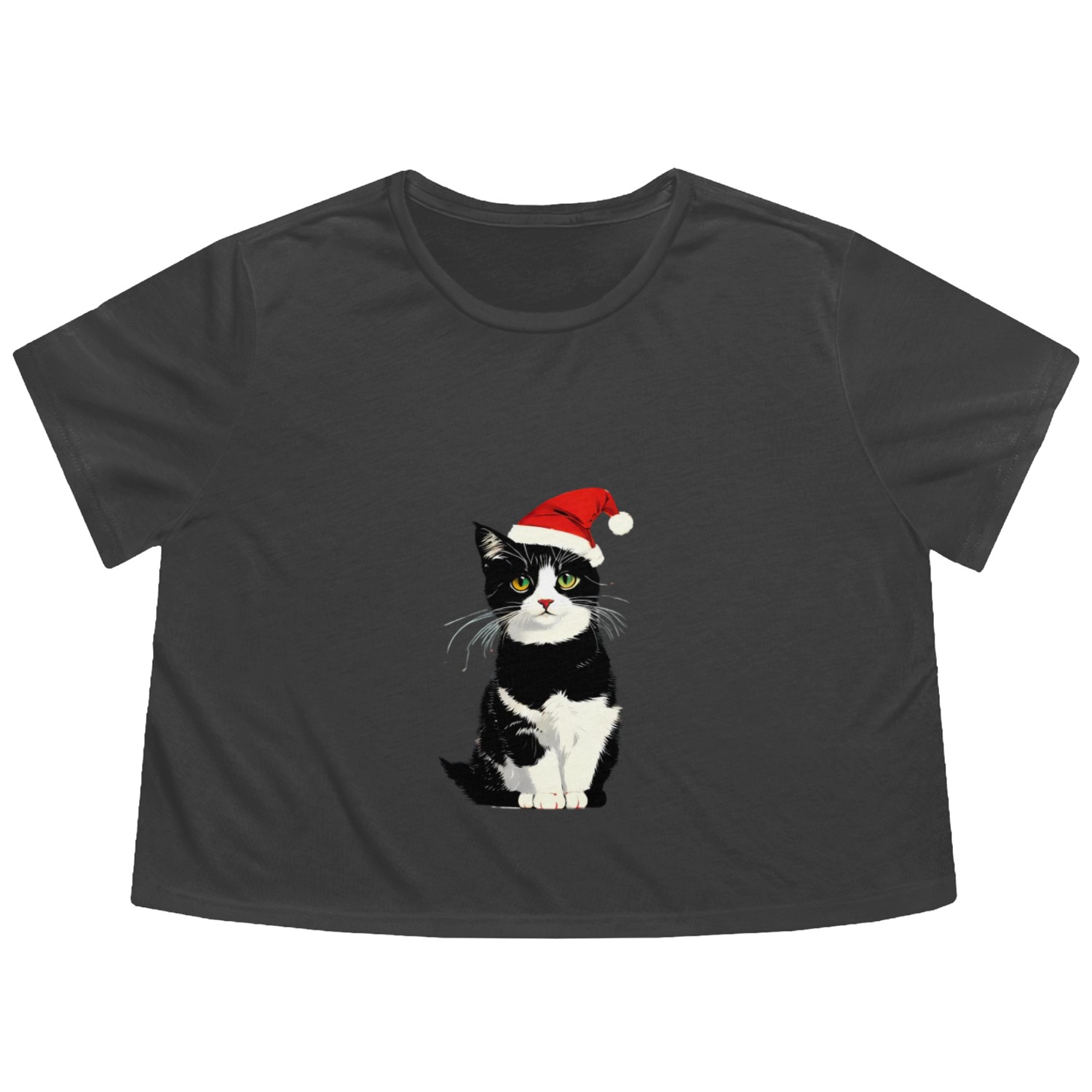 Meowy Christmas ! Flowy Cropped Tees