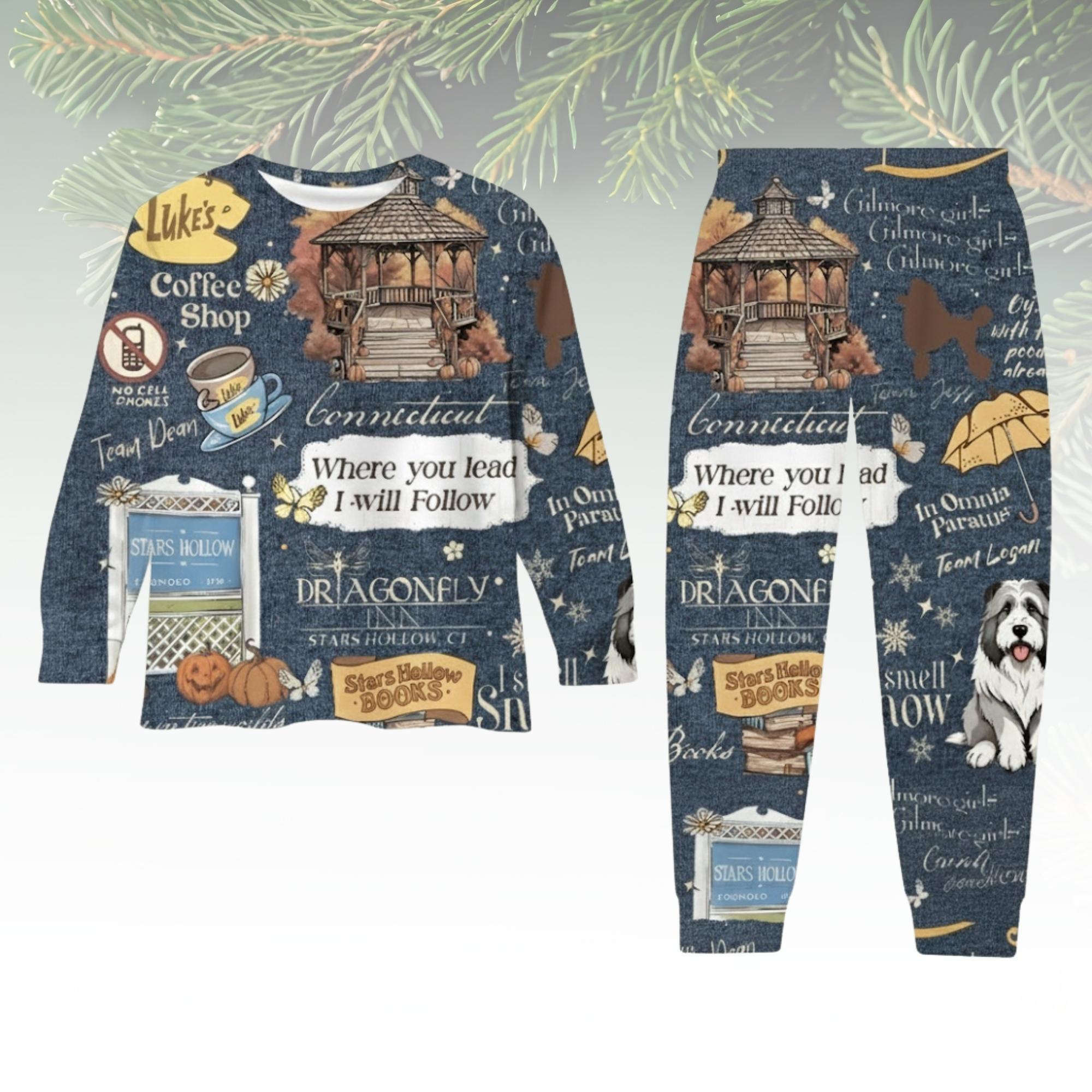 Stars Hollow Family Matching Pajamas, Luke Diner Coffee Pajamas Set, Cute Family Holiday Pjs, Winter Matching Pajamas For Women Men Kid