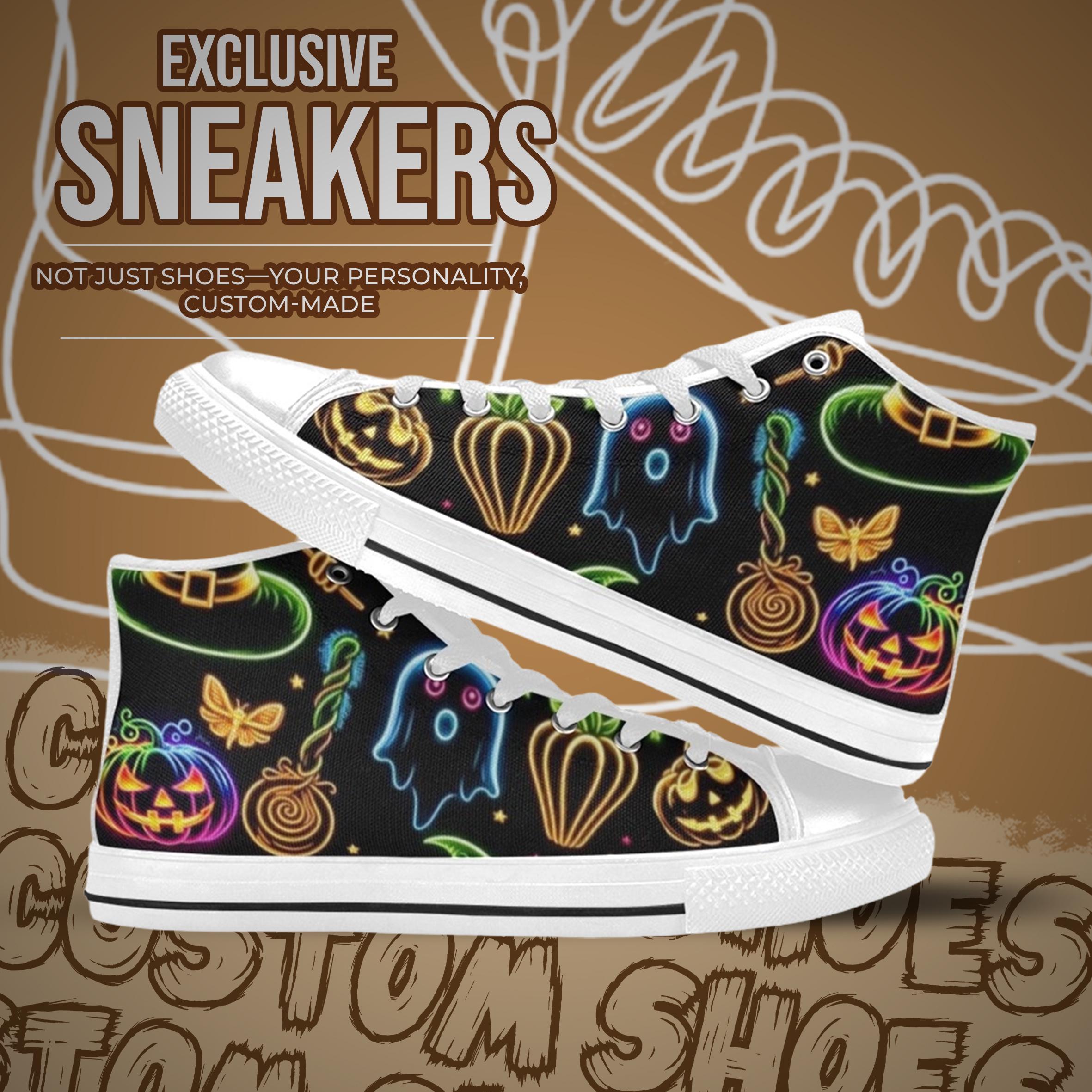 Ghost Halloween High Top Shoes Sneakers for Men and Women
