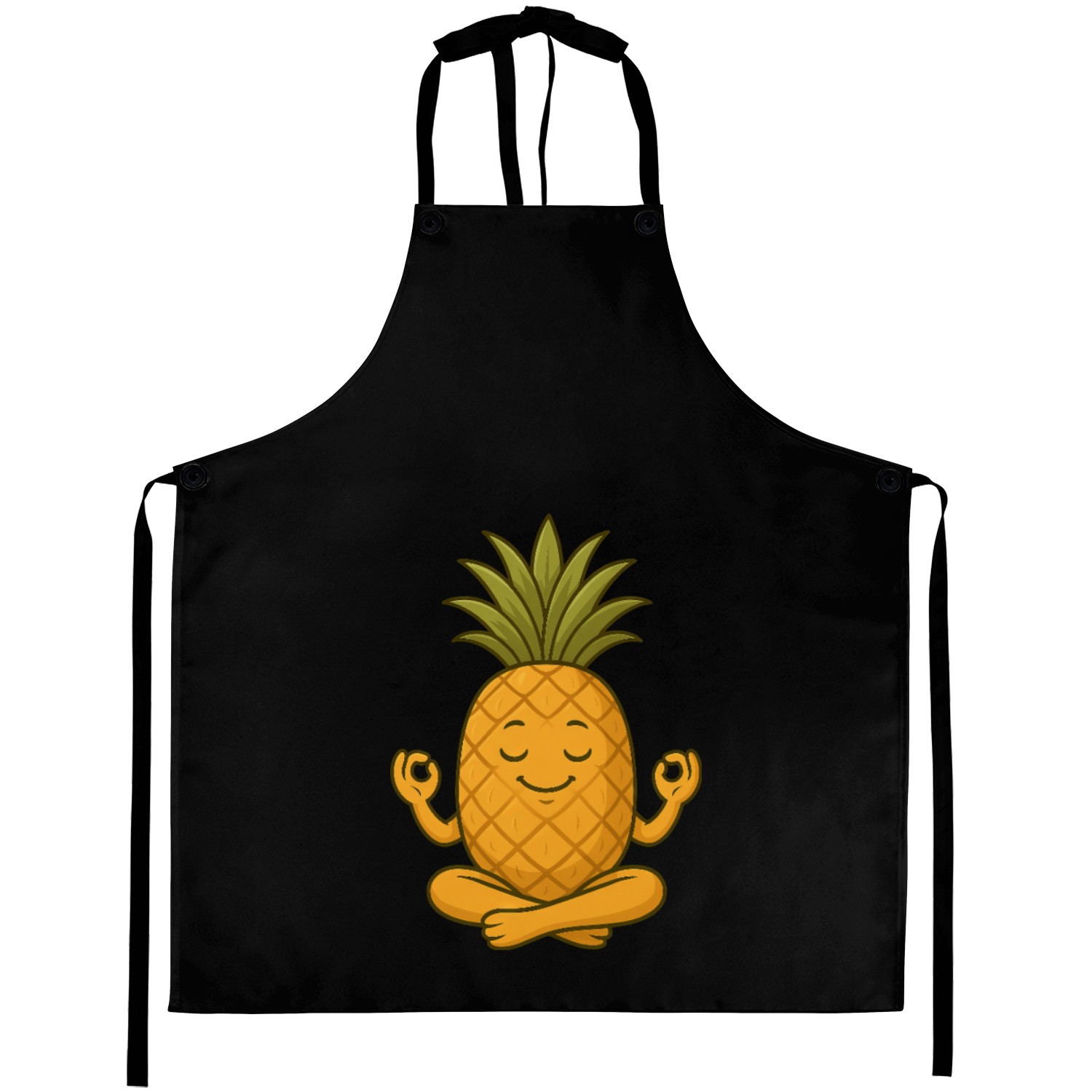 Cute pineapple yoga meditation relaxation cartoon Aprons