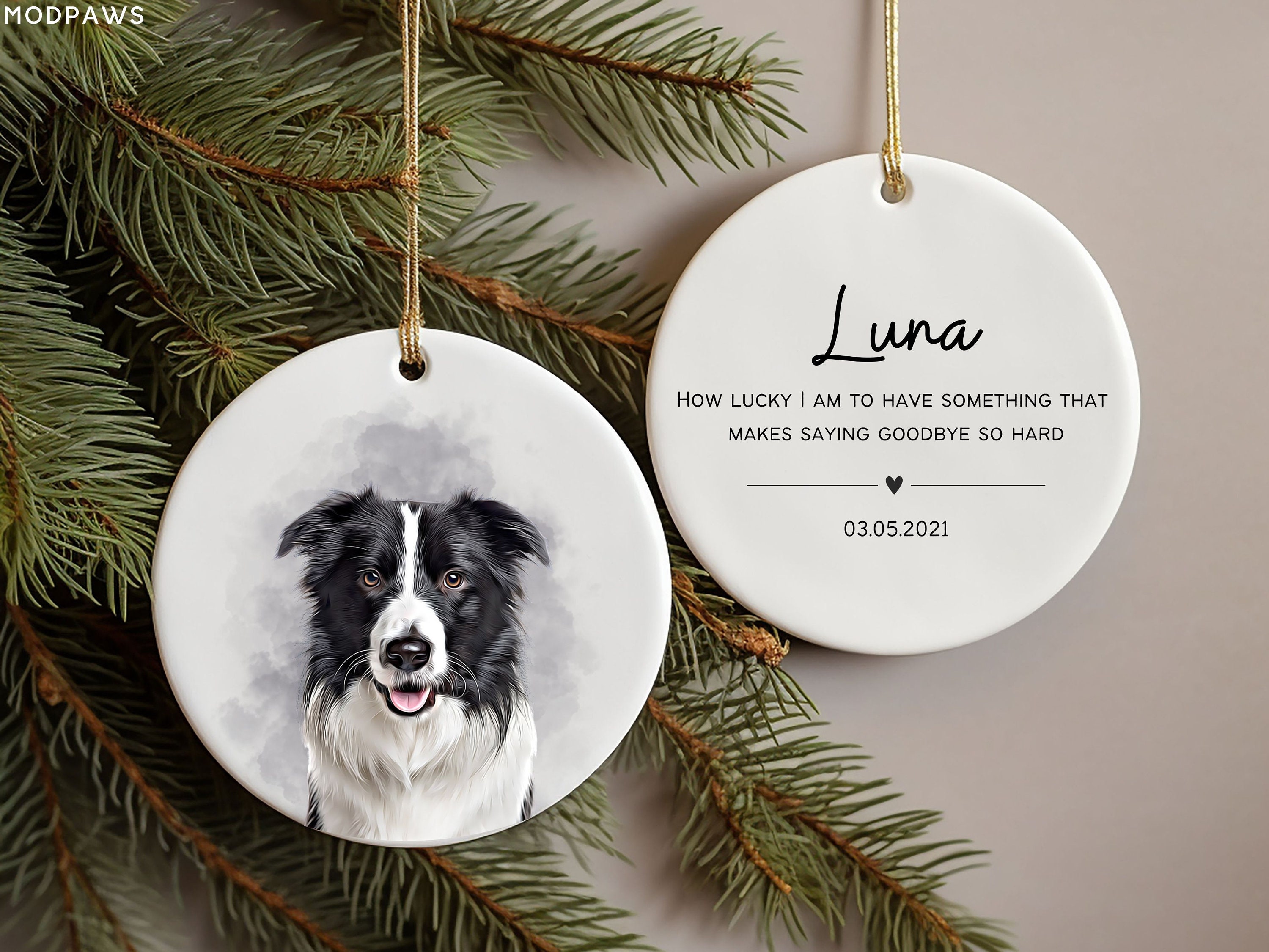 Personalized Pet Watercolor Ornament Using Pet's Photo + Name - Custom Ornament Christmas Dog Ornament Personalized Dog Ornament Custom Dog