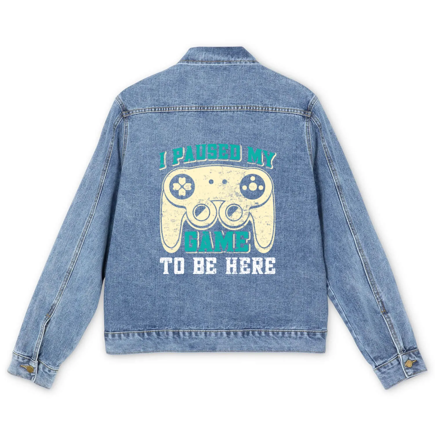 Video Player I Paused my Game to be Here Gamer Men's Denim Jackets