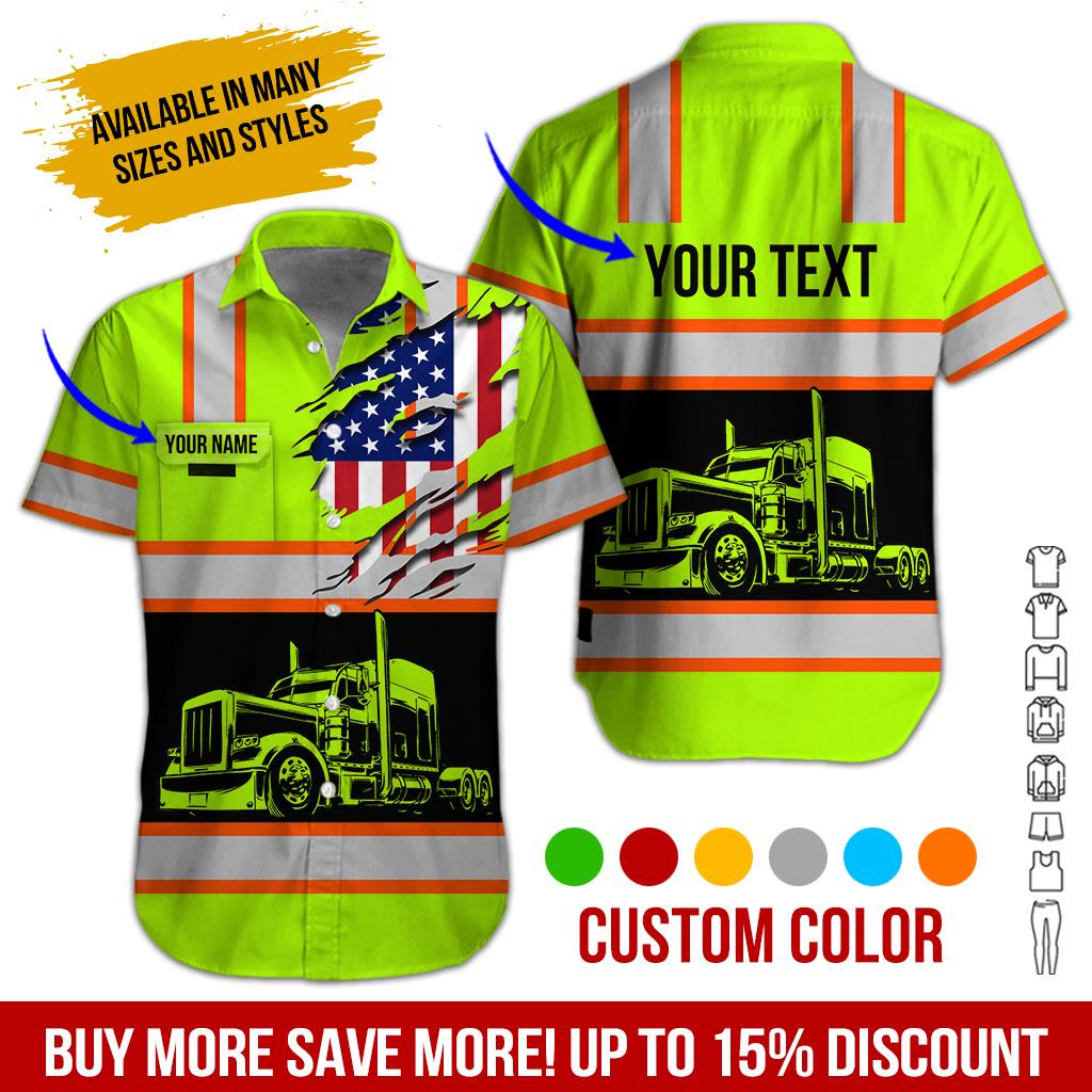 No Reflective - Custom Work Shirt with Flag: Personalized Truck Uniform
