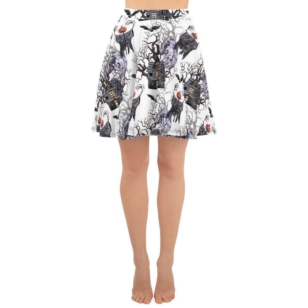Haunted House Skater Skirt for Women Halloween Outfit