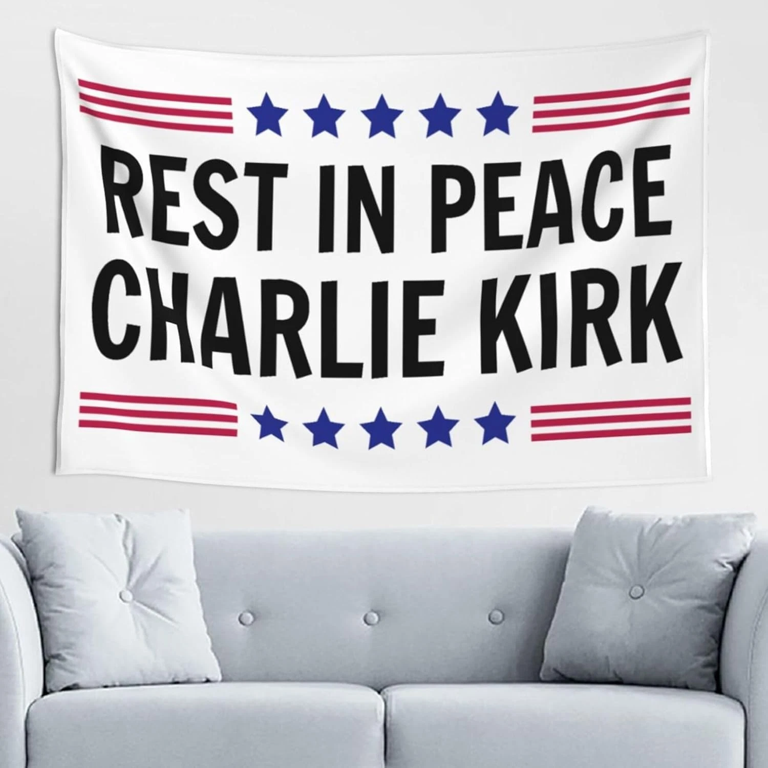 Rest In Peace Charlie Kirk Tapestry, Memorial Wall Banner Decor
