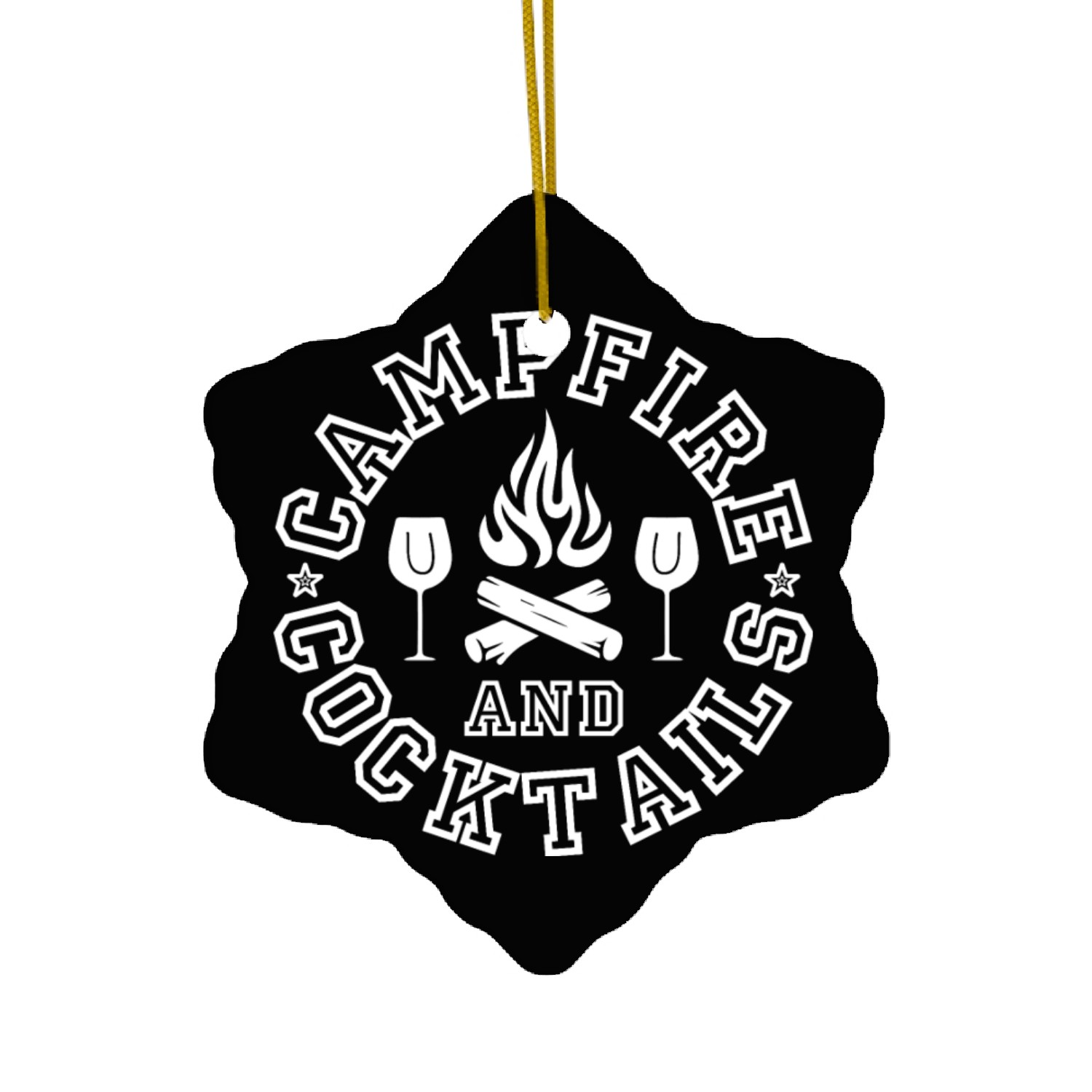 Campfire And Cocktails Camping Ceramic Ornaments