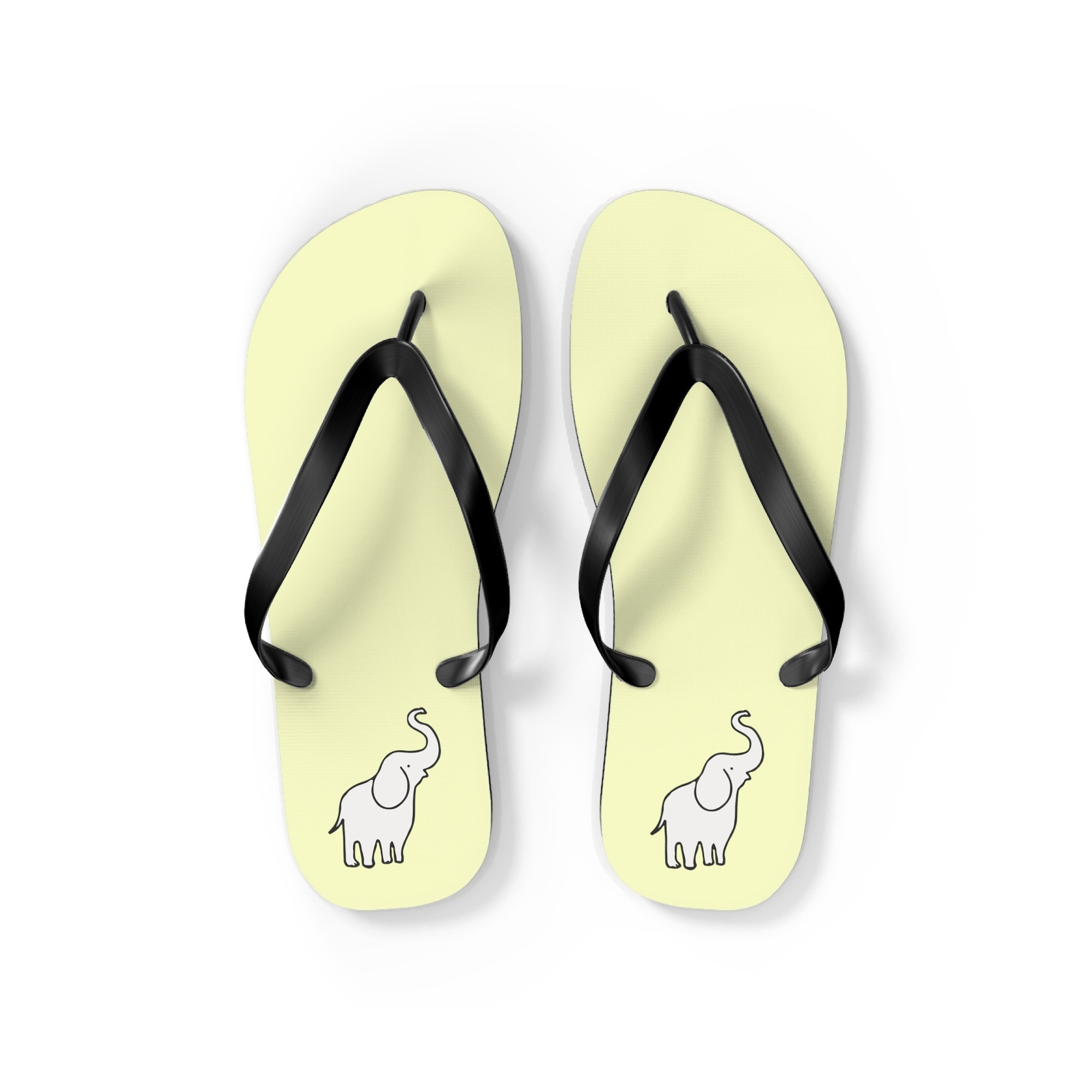 Elephant Icon Unisex Flip-Flops, Elephant Sandals Summer Flip-Flops, Elephants Lover Gift, Cute Elephant Thongs, Unisex Elephant Flip-Flops