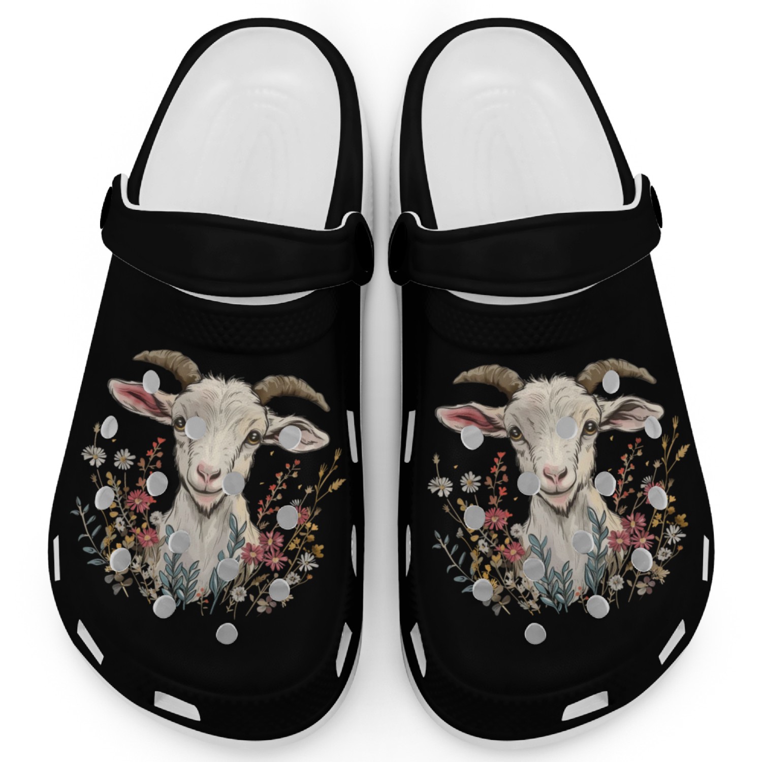 Goat Flowers Farmer Gift Clogs