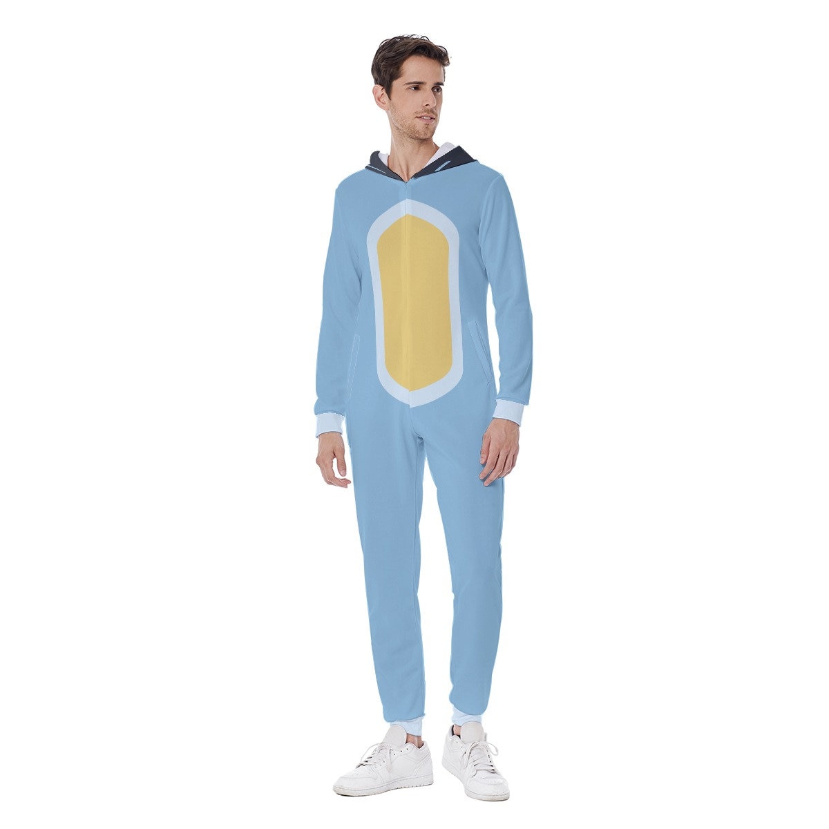 Blue dog dad- blue dog family- Men's Hooded Jumpsuit- Halloween adult costume - cosplay blue