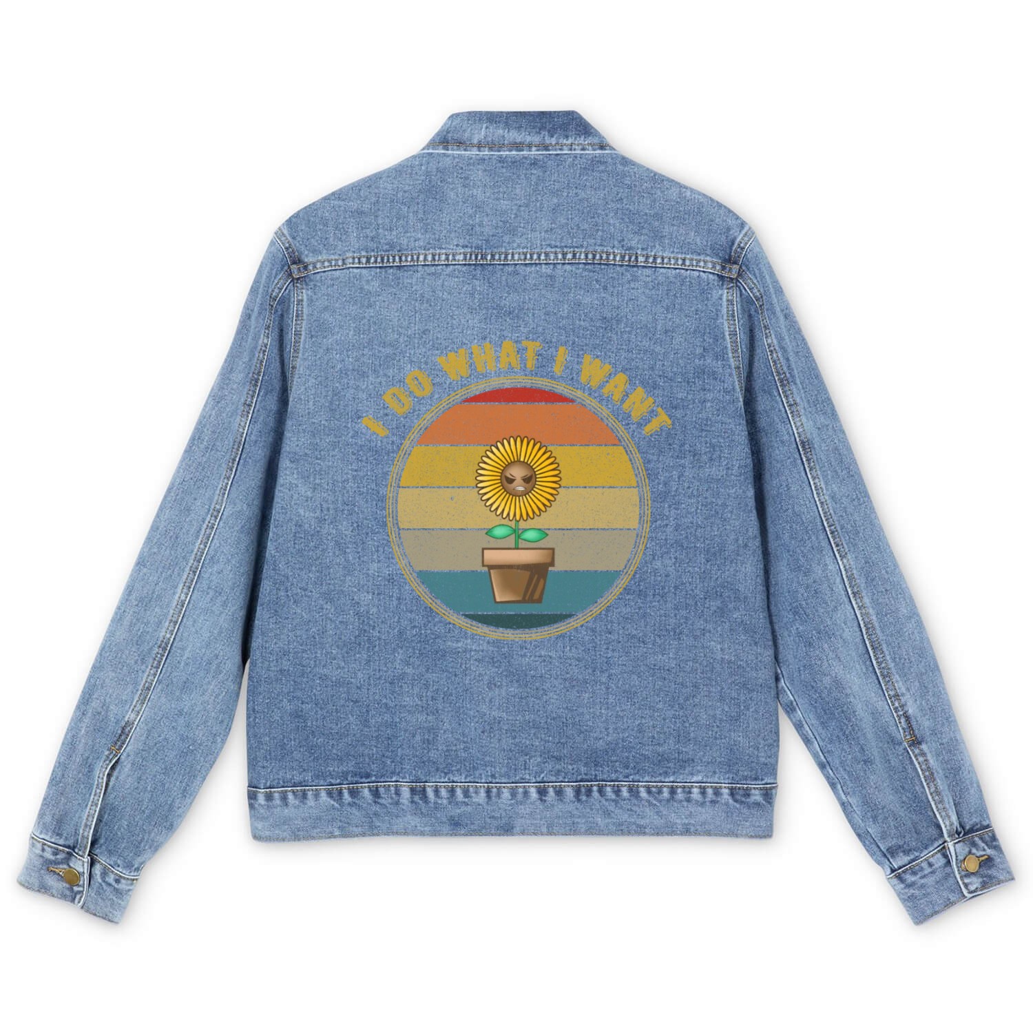 I Do What I Want Angry Plant Distressed Men's Denim Jackets