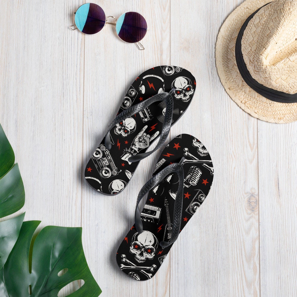 Heavy Metal Flip-Flops, Concert, Music Festival Slippers, Hard Rock