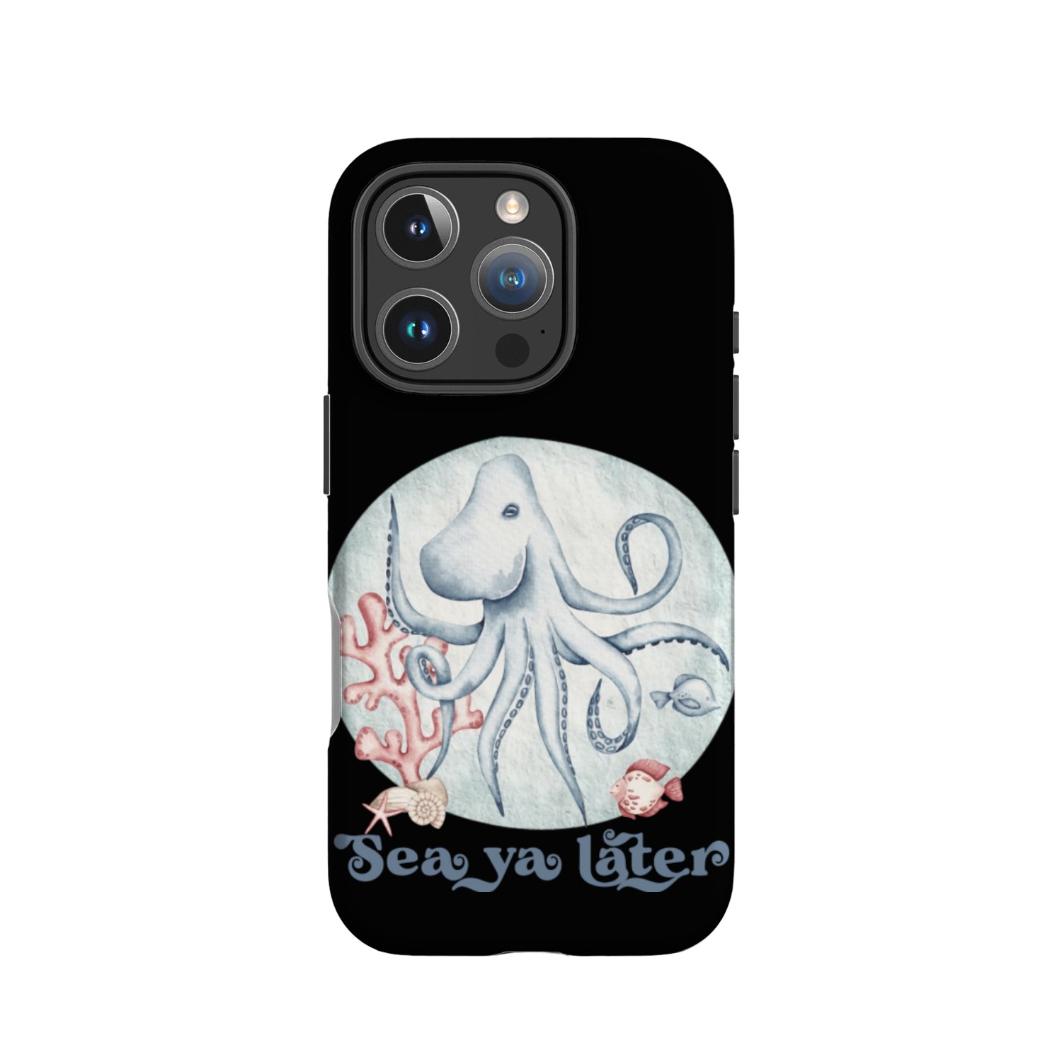 sea ya later octopus near the coral in the sea IPhone Cases