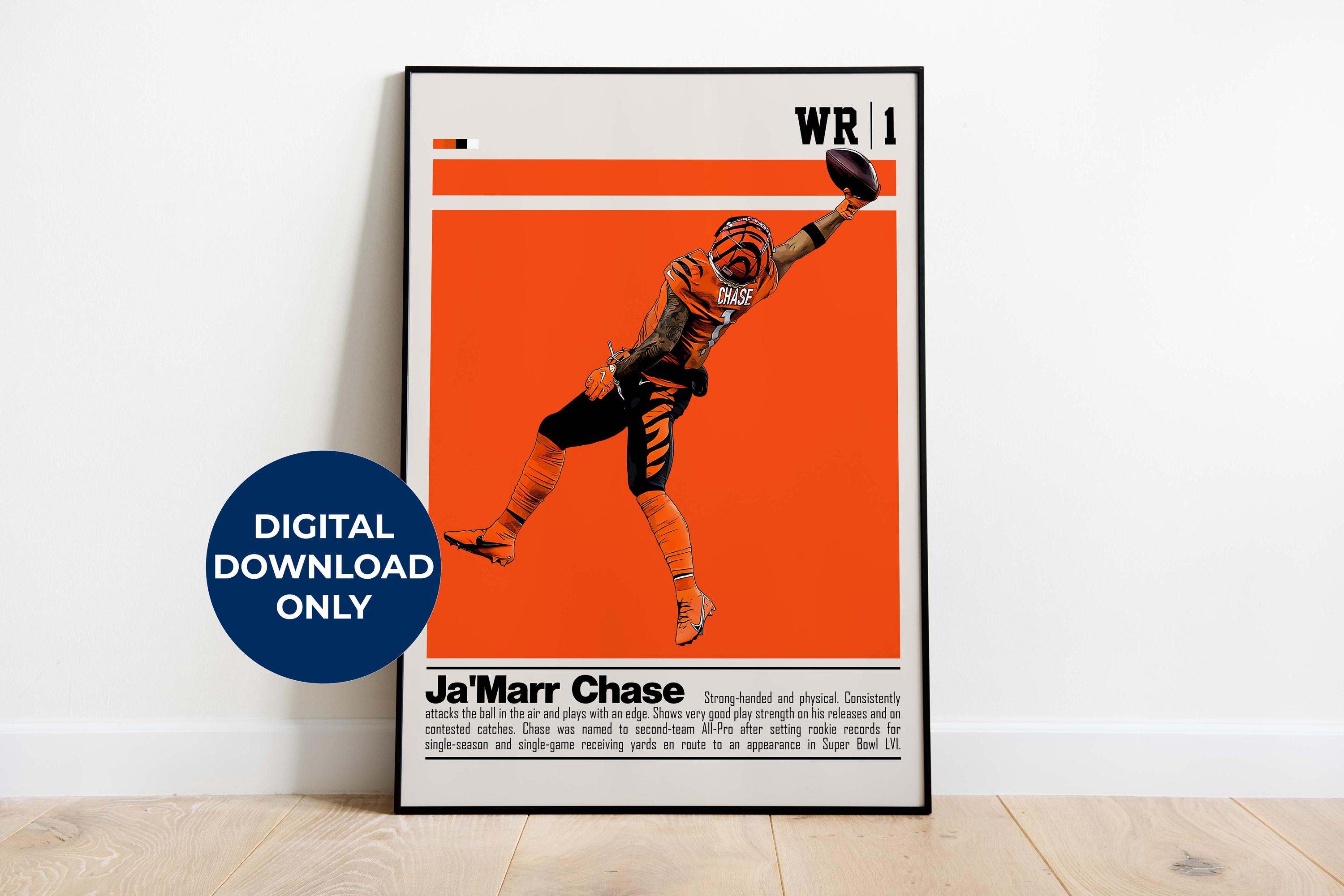Ja'Marr Chase Poster for Sports Fan Wall Art for Football Fans Modern Sports Decor for Bedroom & Office Wall Art