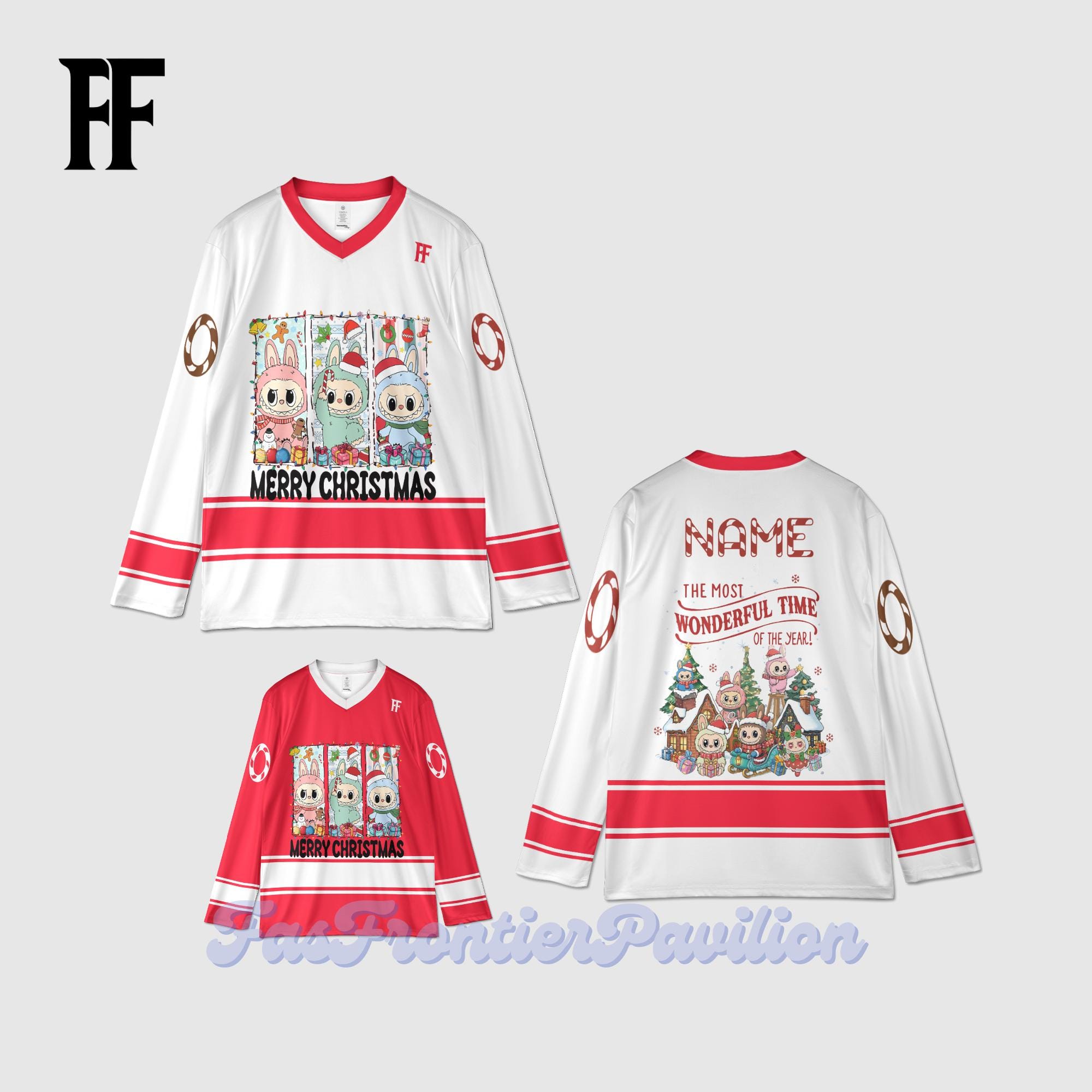Custom Labobo Christmas Shirt, Labobo Christmas Hockey Jersey, Labubu Lover Shirt, Winter Cartoon Labubu Family Tee, merry christmas Shirt