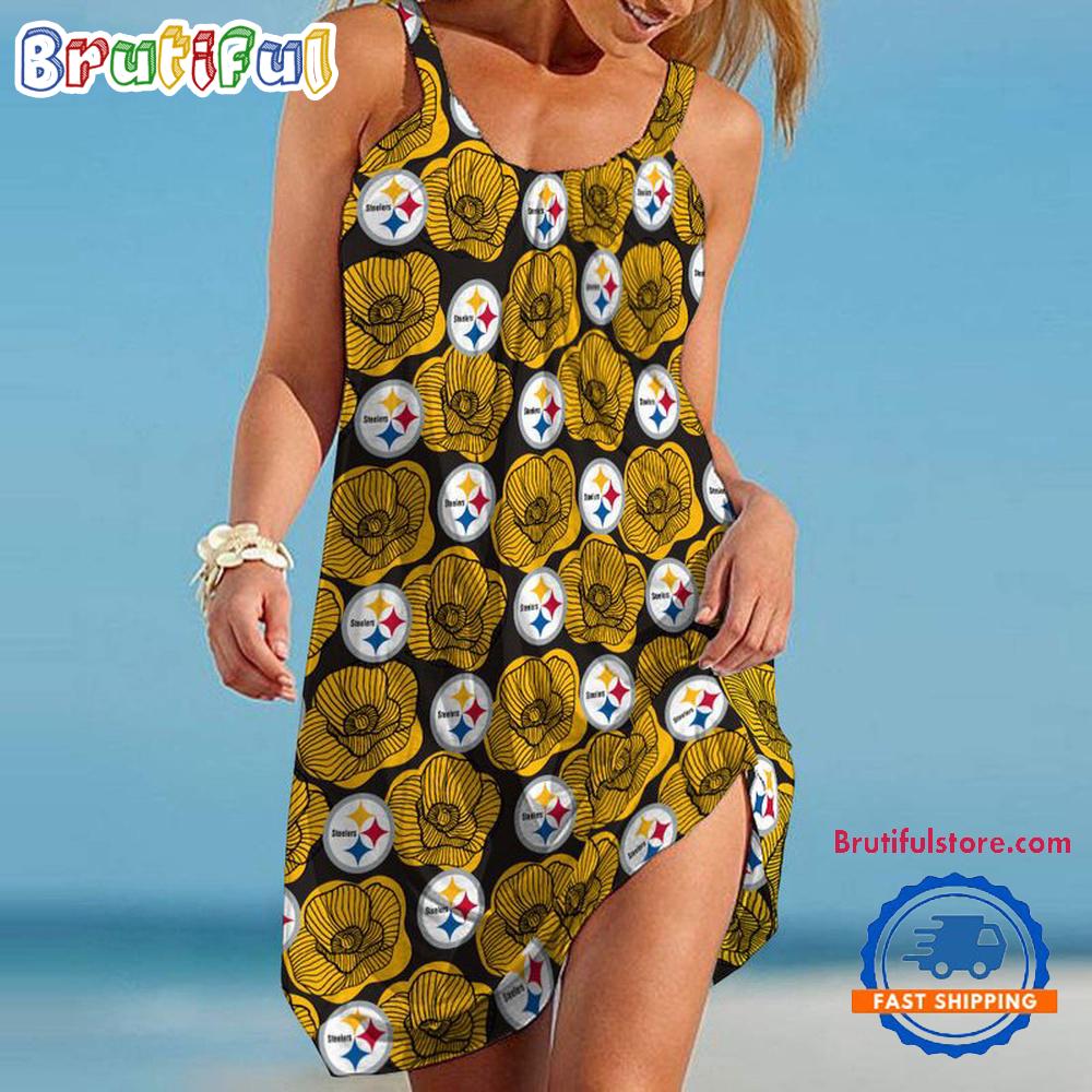 Pittsburgh Steeler Roses Summer Beach Sling Dress