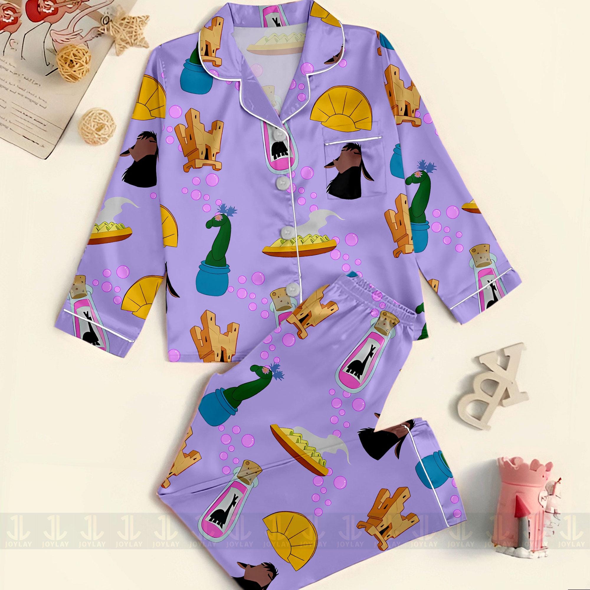 The Emperor's New Groove Kuzco Unisex Satin Pajamas Set, Spooky Season Pajamas