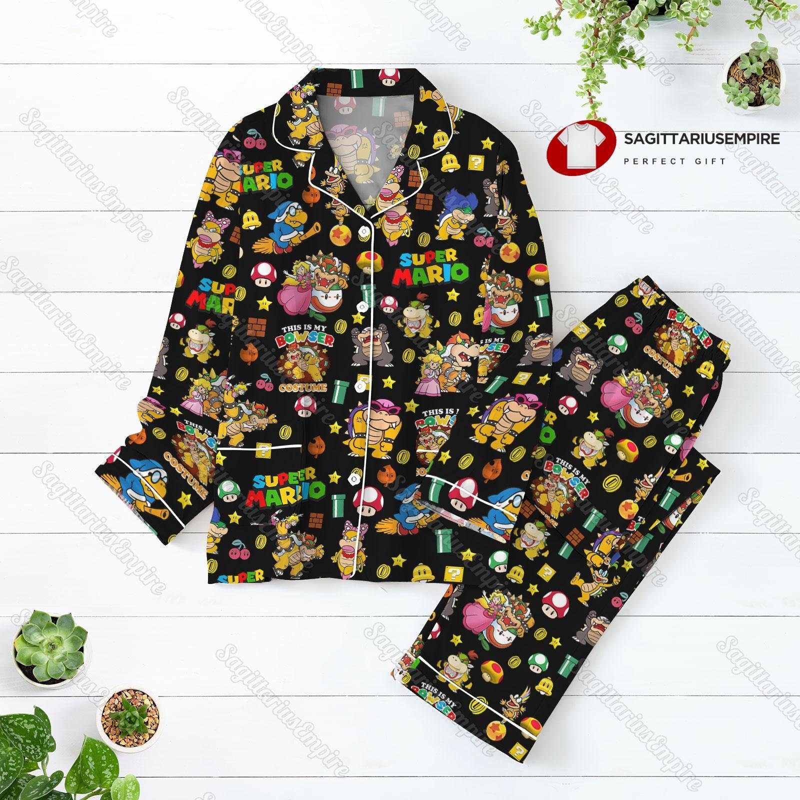 Super Mario Bowser Pajamas Set, Bowser Shirt, Bowser Womens Pajamas