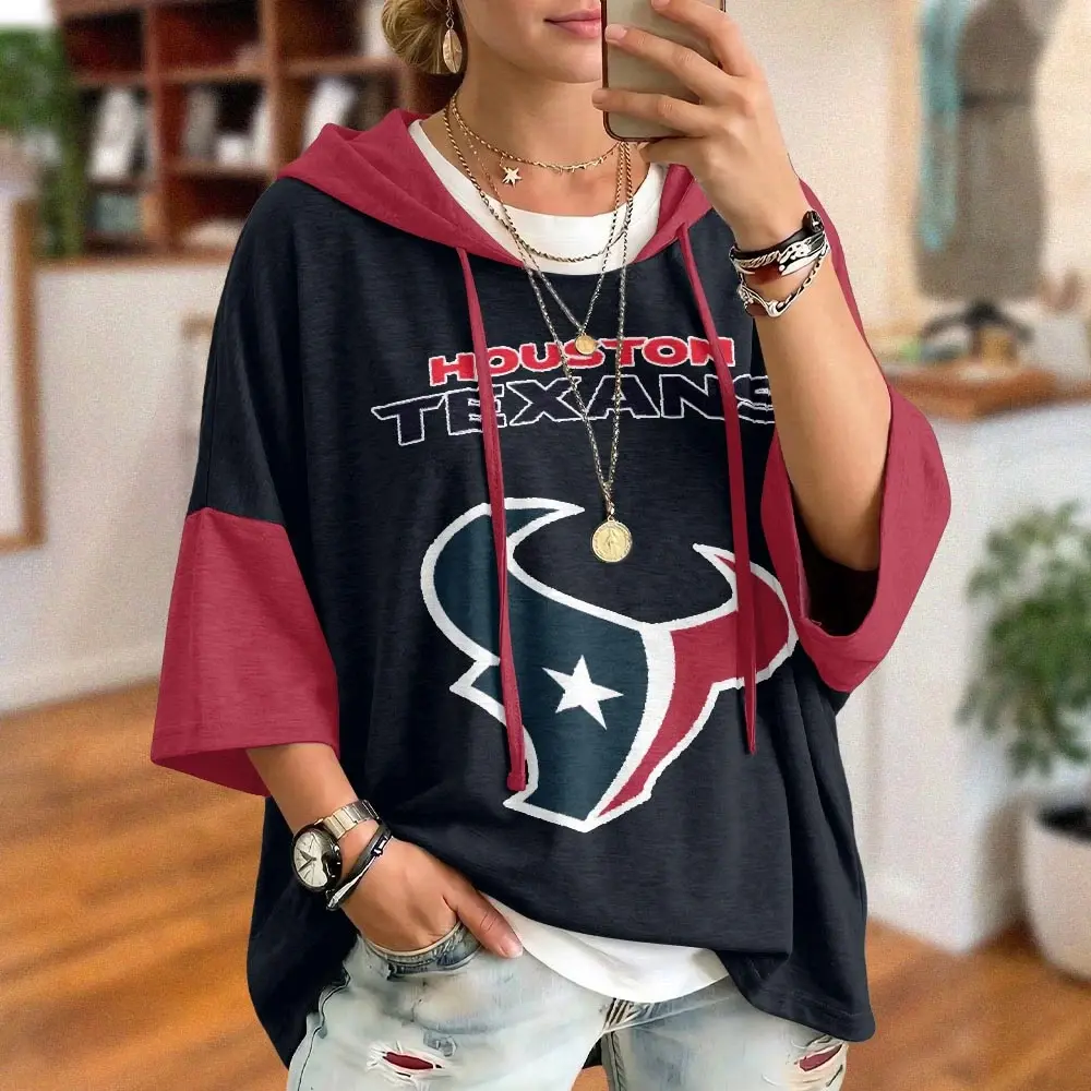 Houston Texans Oversized Short Sleeve Hoodie