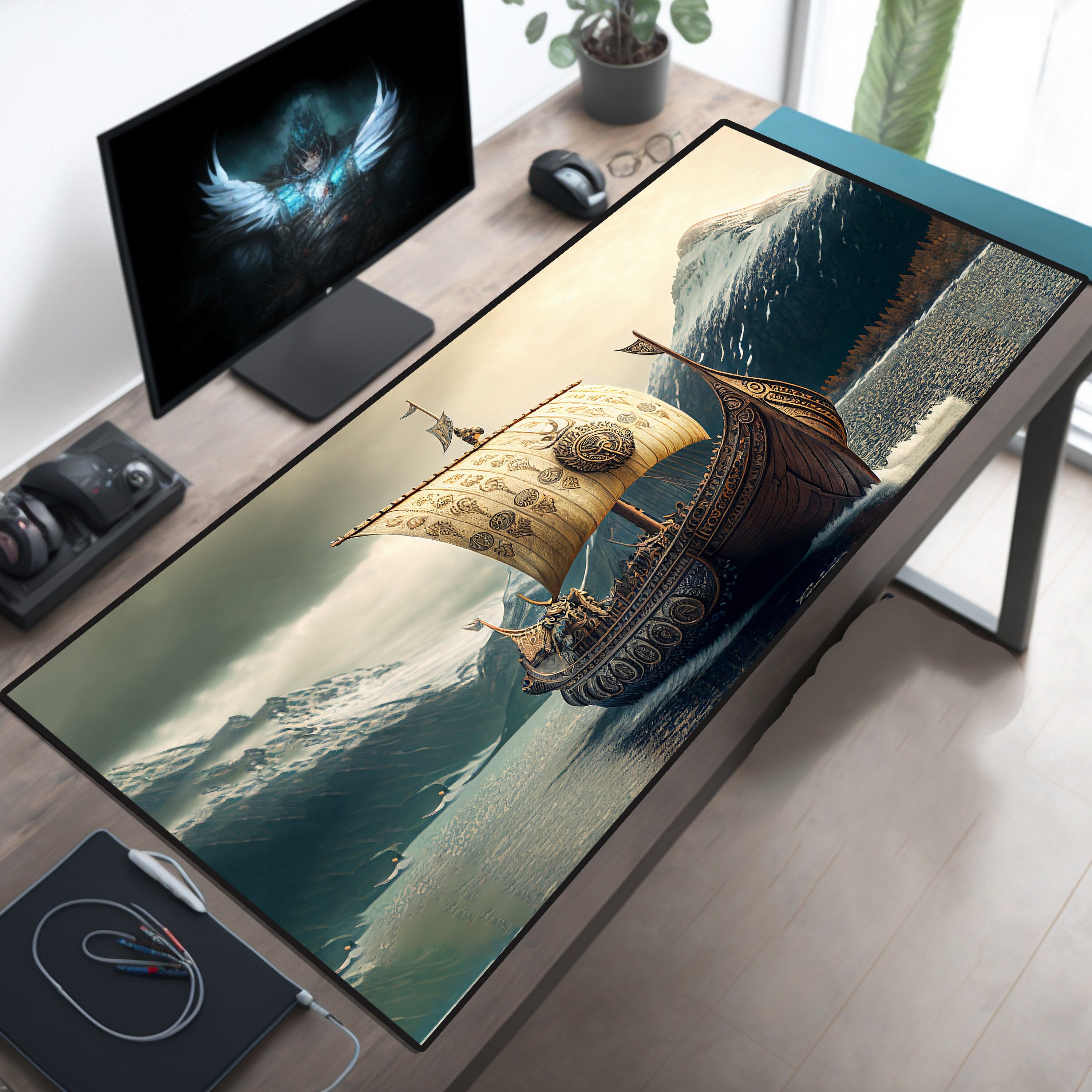 Viking Ship Desk Mat XL Mouse Pad Large Gaming Desk Pad Cute Aesthetic Desk Protector