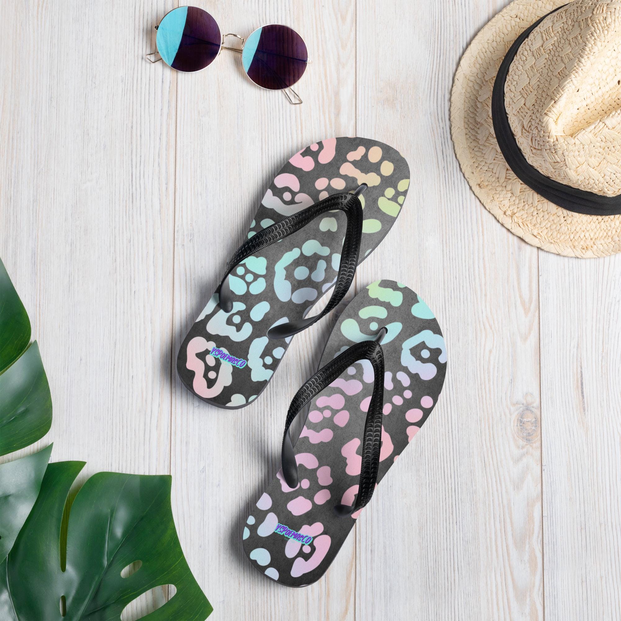 Pastel Leopard Flip-Flops | Trendy Summer Sandals | Cute Beach Slides