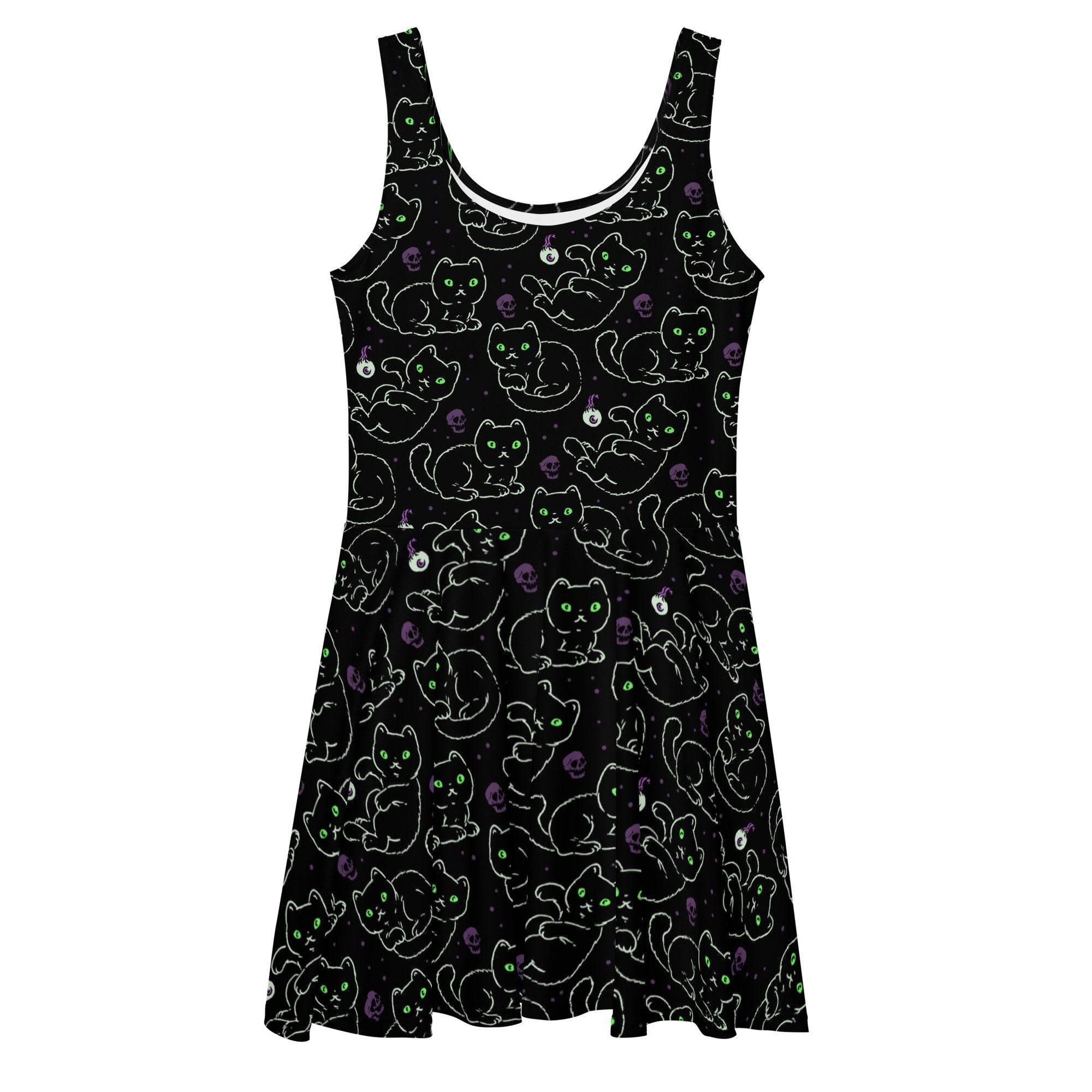 Black Cats Halloween Skater Dress