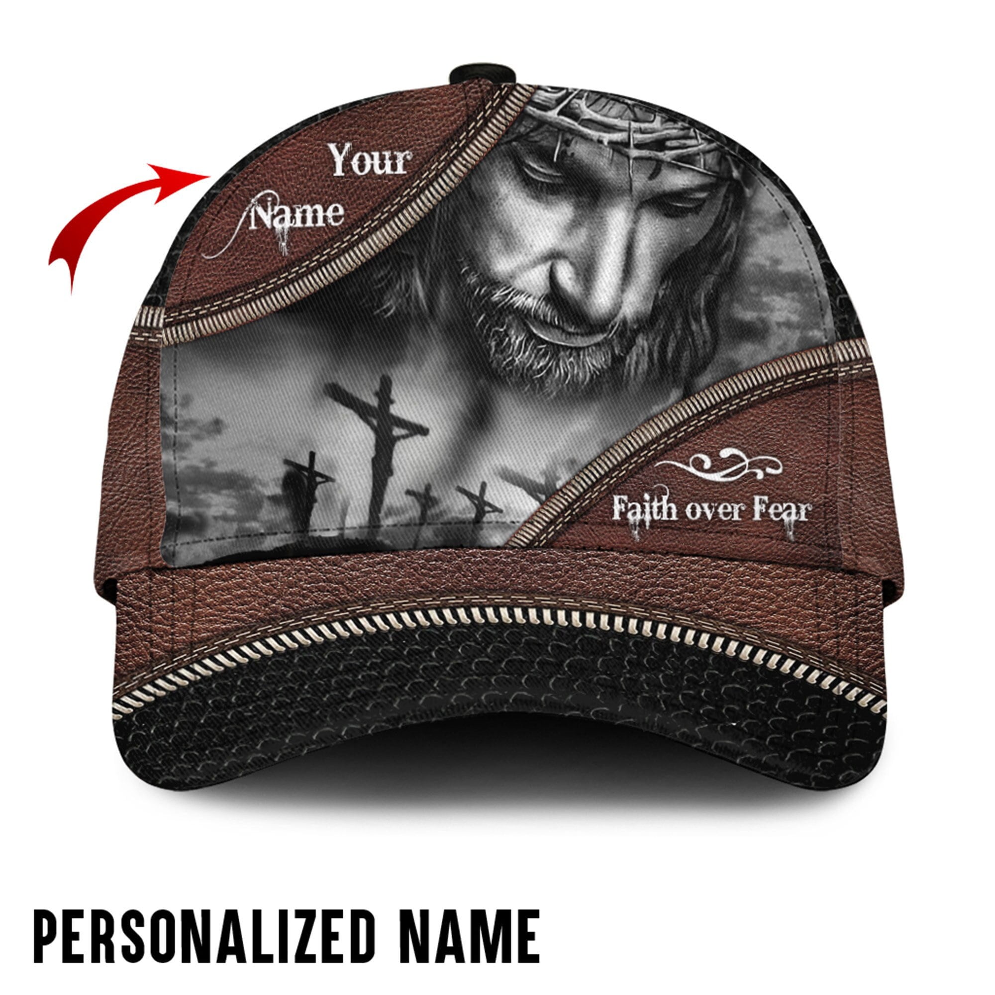 Personalized name Jesus cap, faith over fear cap, Jesus cross cap, Jesus gift, Christian Hat, Christian Gift