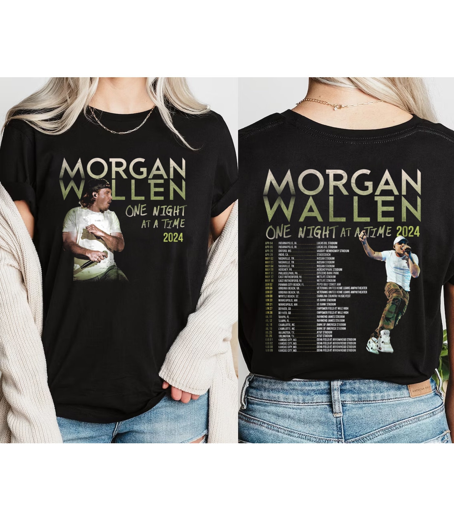 One Night At A Time Wallen Western 2024 Tour Shirt