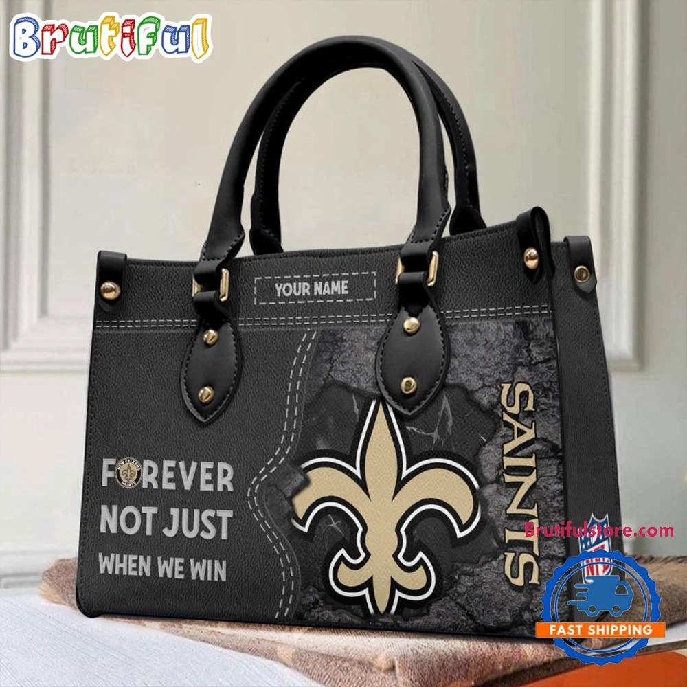 Custom New Orleans Team Saints Forever Leather Bag, Woman Leather Bag