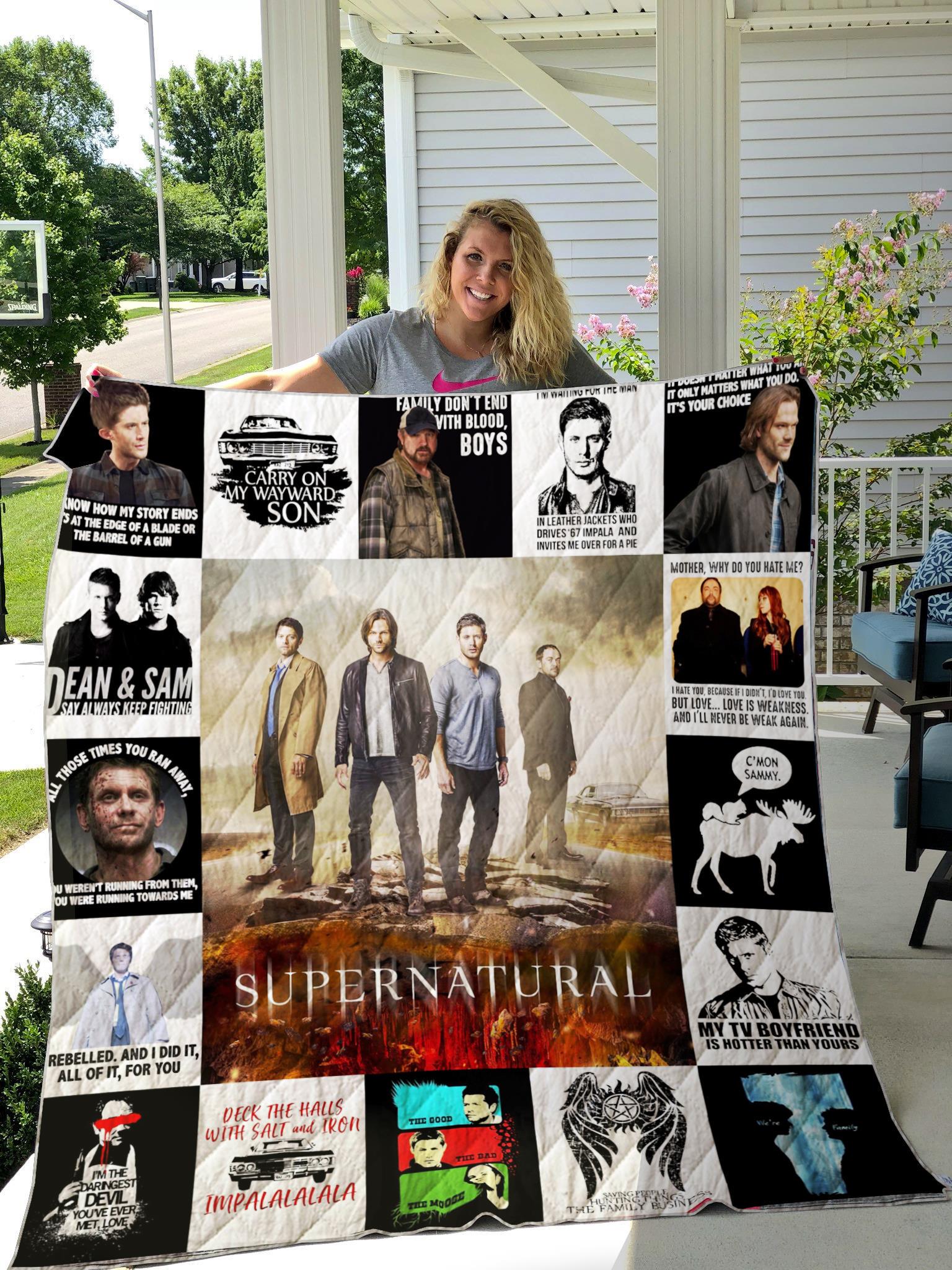 Supernatural Premium Fleece Blanket, Supernatural Movie Fleece Blanket, Supernatural Fans Blanket Mink Sherpa, Anniversary Gift for Fan