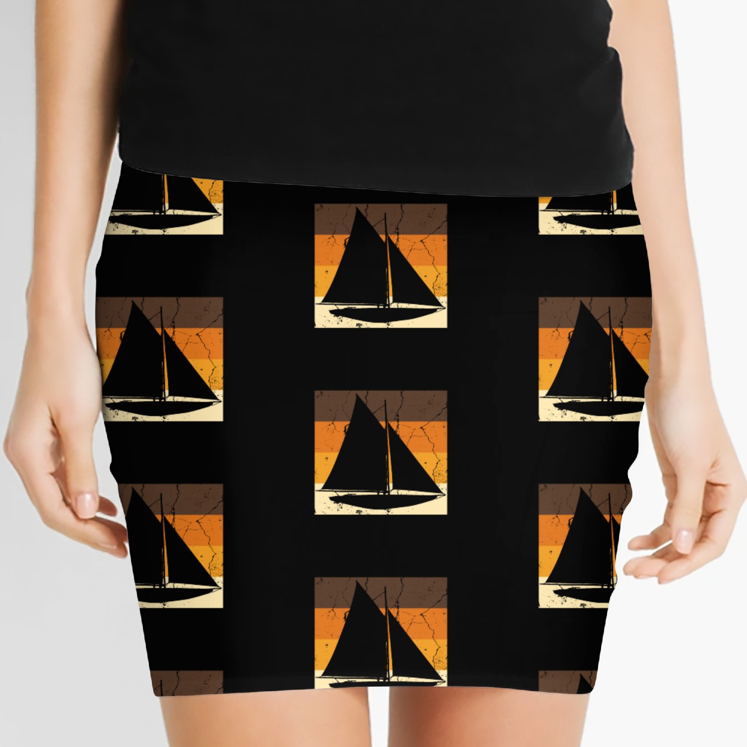 Vintage Sailboat Boat Ship Sailor Yacht Sailing Women's Mini Skirts