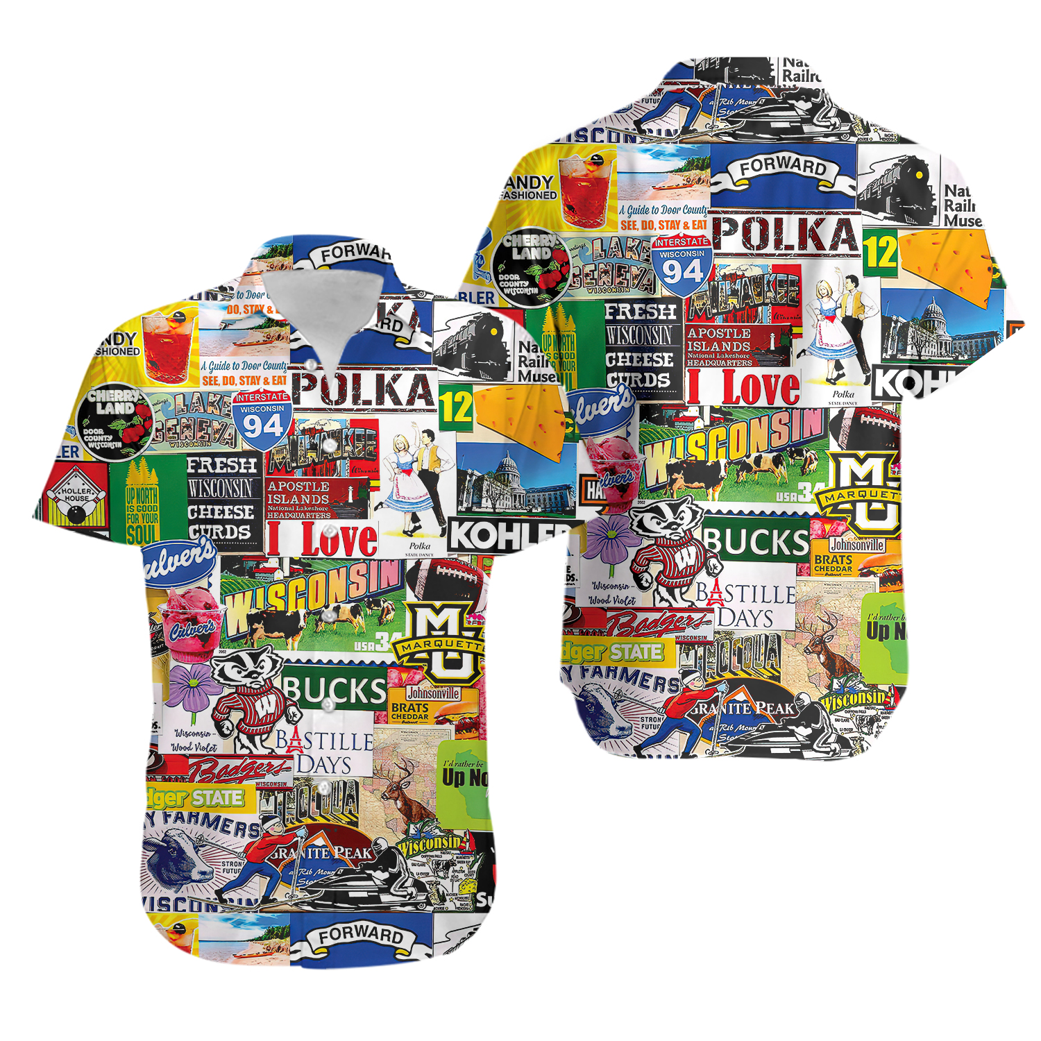 I Love Wisconsin Hawaiian Shirts Aloha Summer Beach Button Down