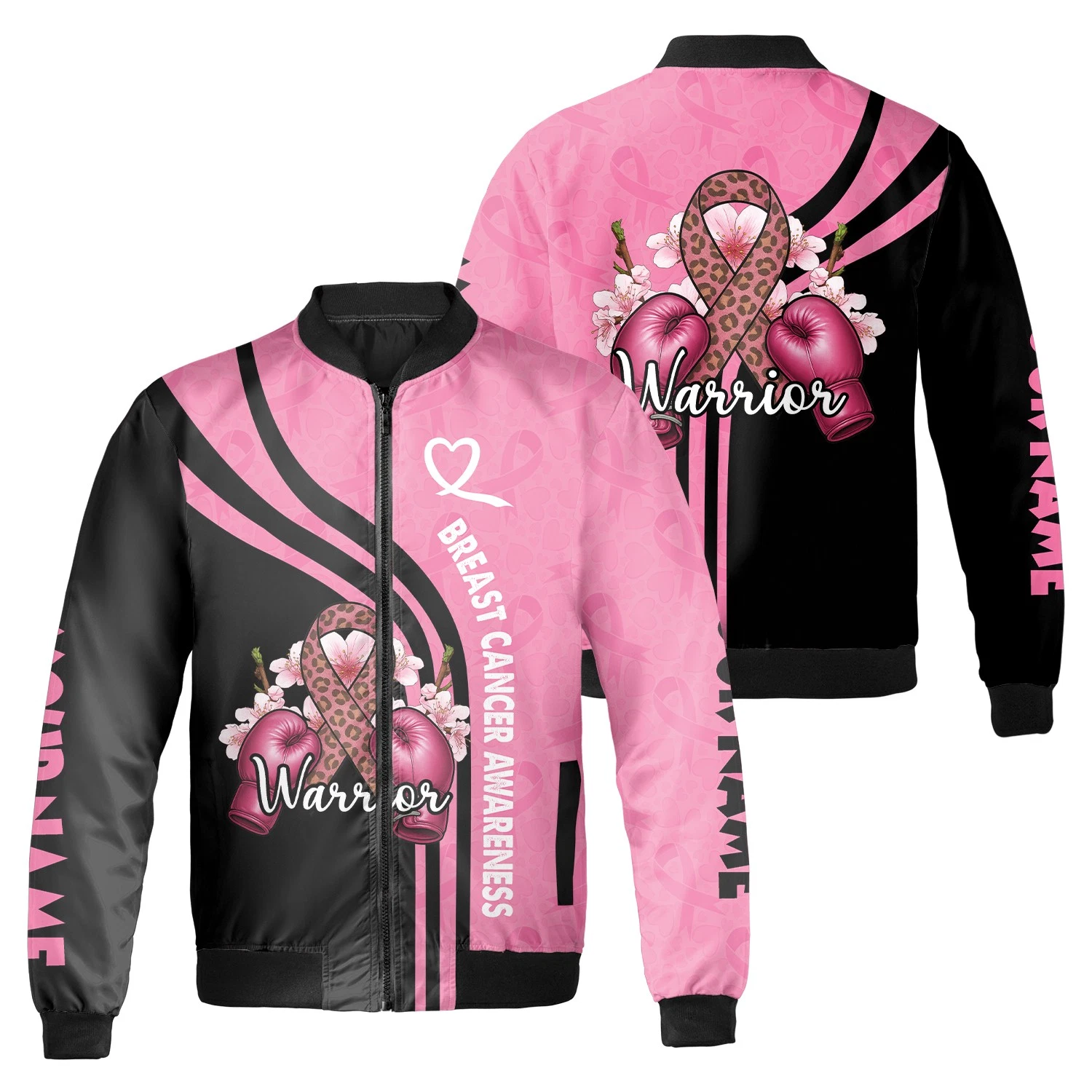 Personalized Breast Cancer Awareness We Fight Together Bomber Jacket