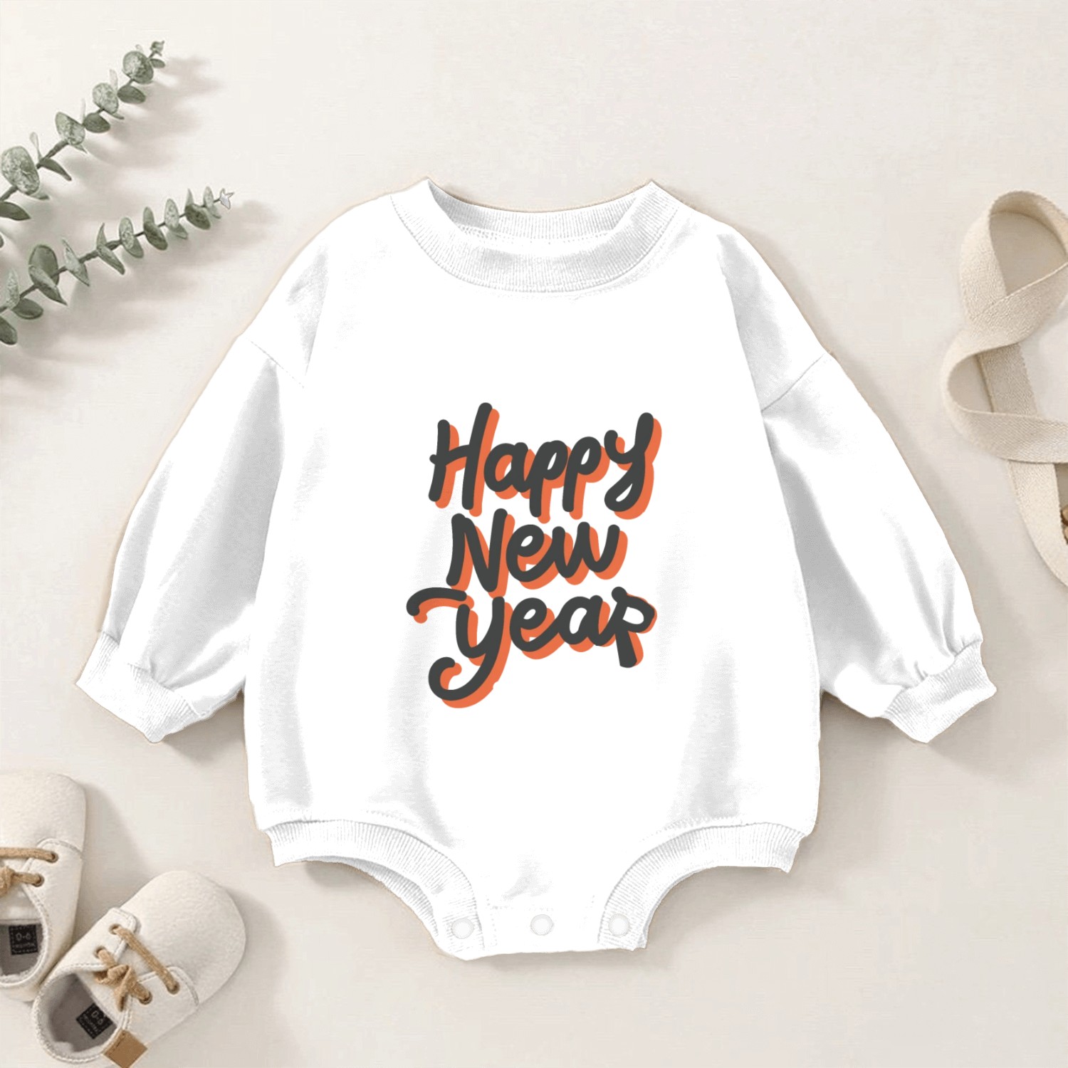 Happy New Year Typography design Baby Romper Sweatshirts