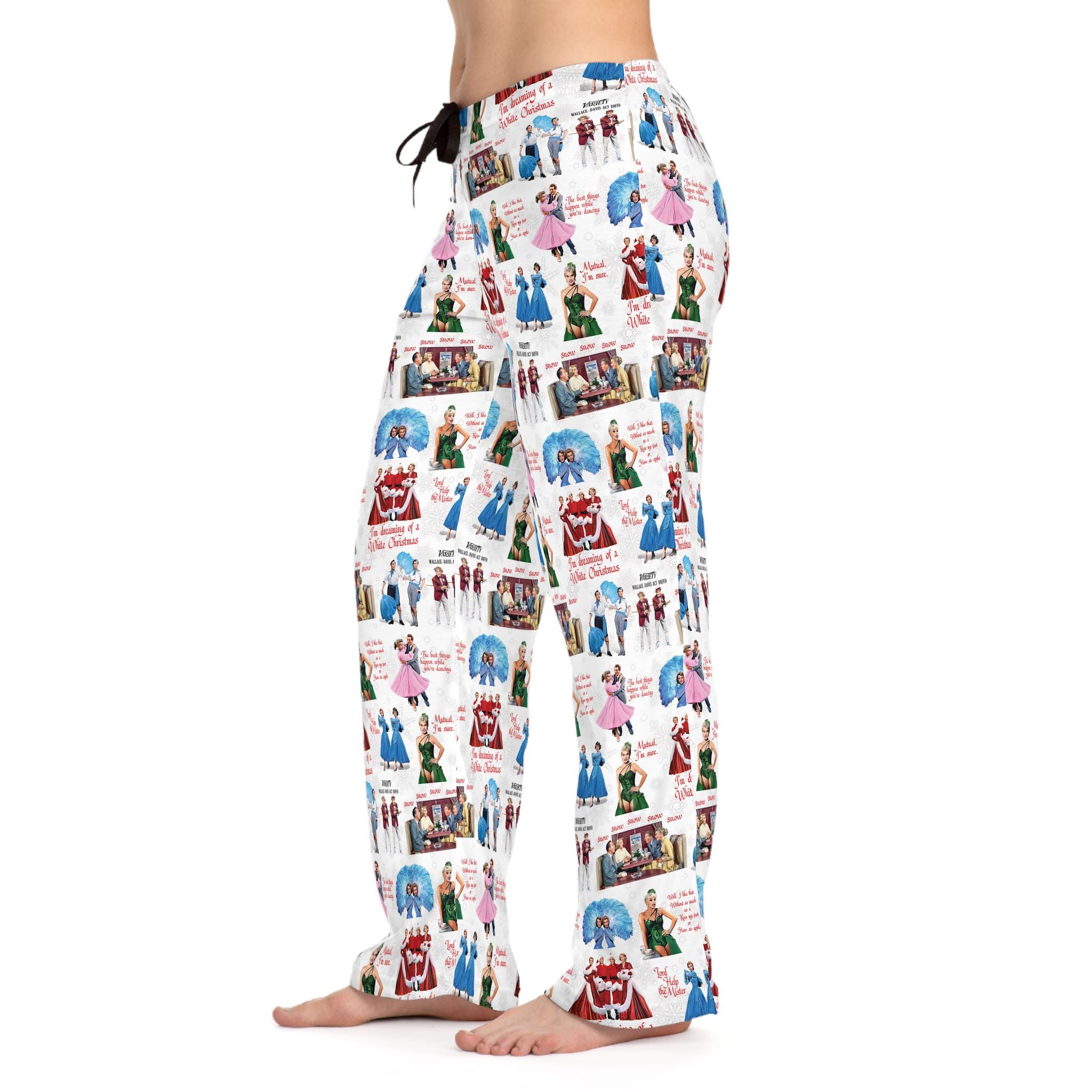 White Christmas Women's Pajama Pants - Holiday Lounge Wear, Vintage Film Fan Gift