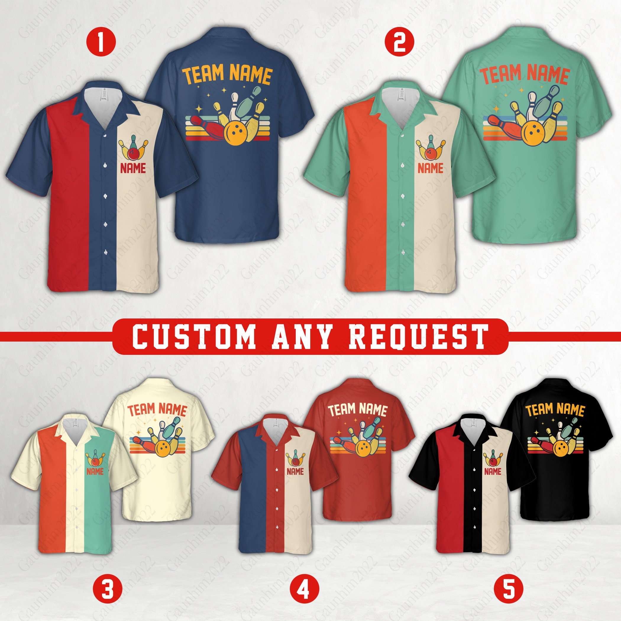 Personalized Retro Bowling Hawaiian Shirt, Custom Name Bowler Button Down Shirt, Matching Bowling Team Shirt, Bowling Lover Gift