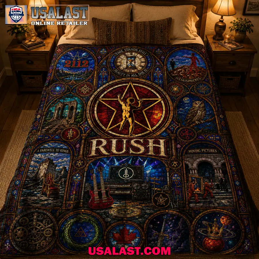 Rush Band Starman Stained Glass Quilt Blanket