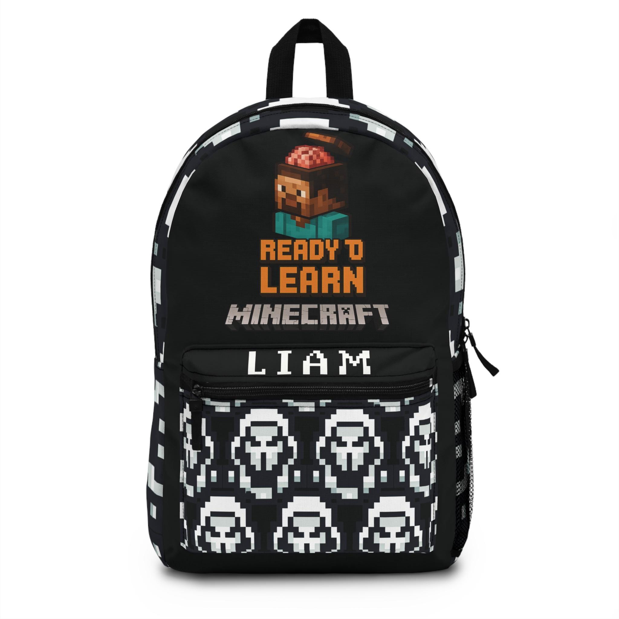 Minecraft Inspired Backpack, Personalized School Bag for Elementary & Middle School Kid, Custom Name Bag for Gamer Enthusiast Back-to-School