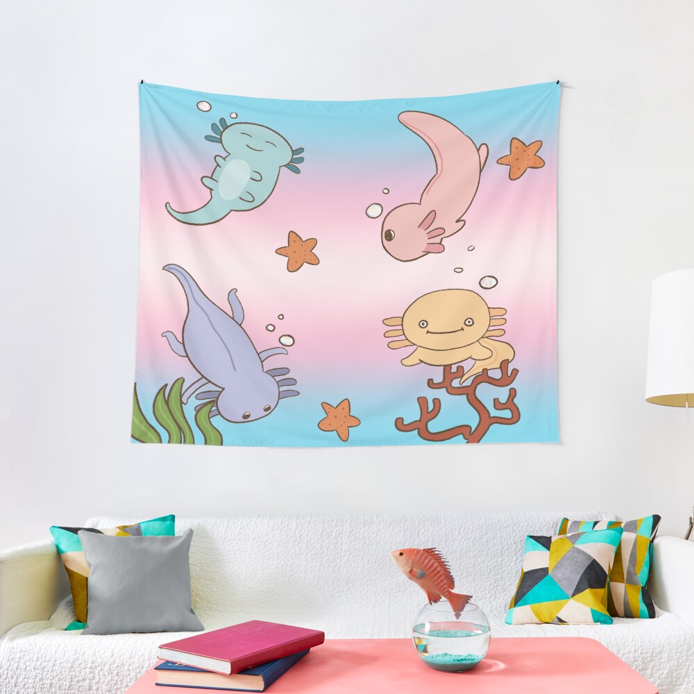 cotton candy sky axolotl Tapestry