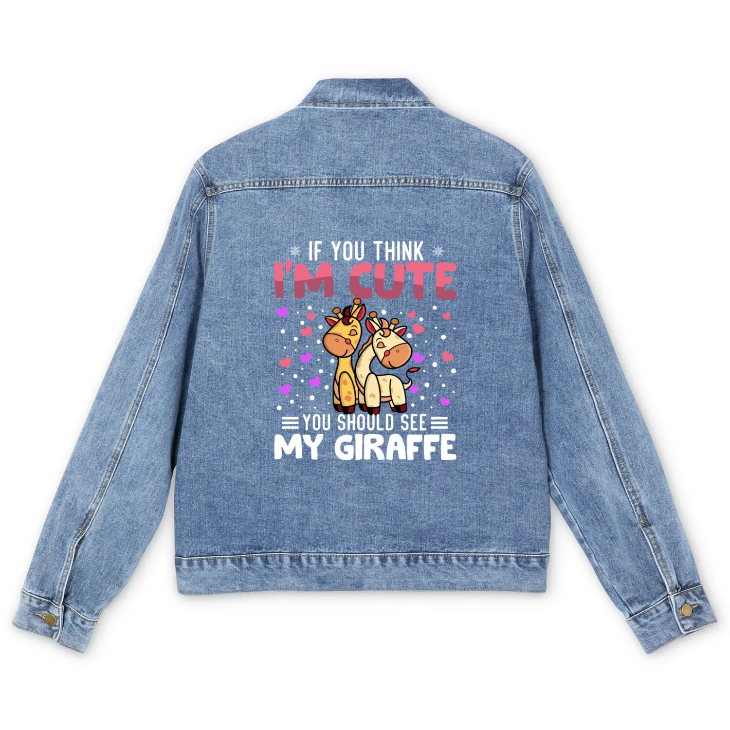 Giraffe Heart Valentine's Day Animal For Womens Men's Denim Jackets