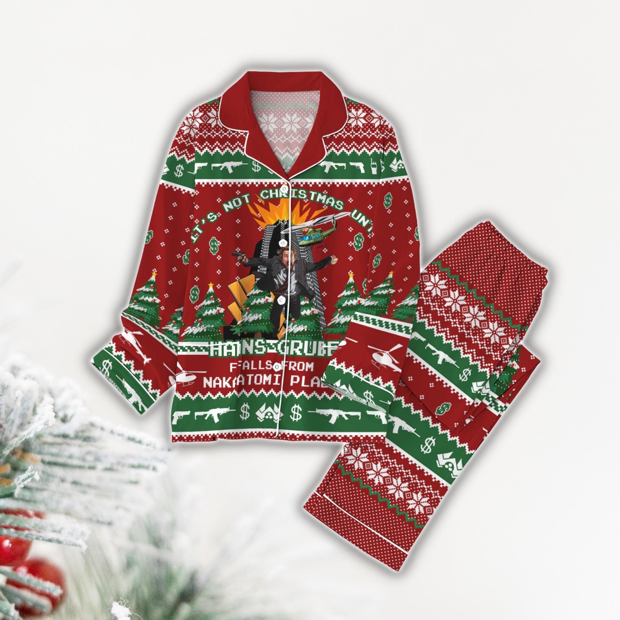 Hans Gruber Christmas Pajamas Set, Die Hard Movie Christmas Pajamas, Come Out To The Coast Xmas Pajamas Set, Christmas Family Pajamas
