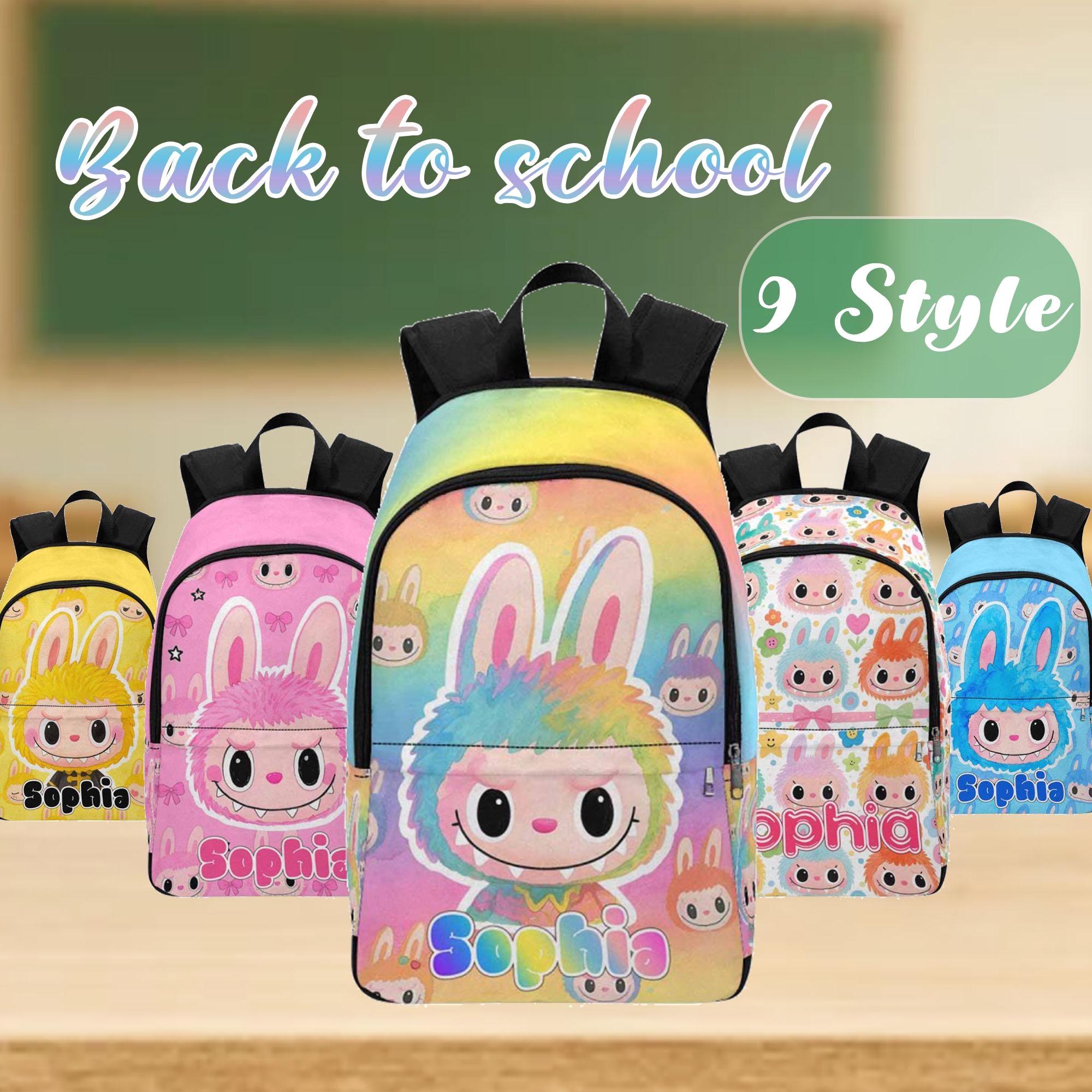Custom Little Monster Backpack with Colorful Cartoon Character, Personalized Sweet Style Name Gift, Unique Back to School Backpack, Book Bag