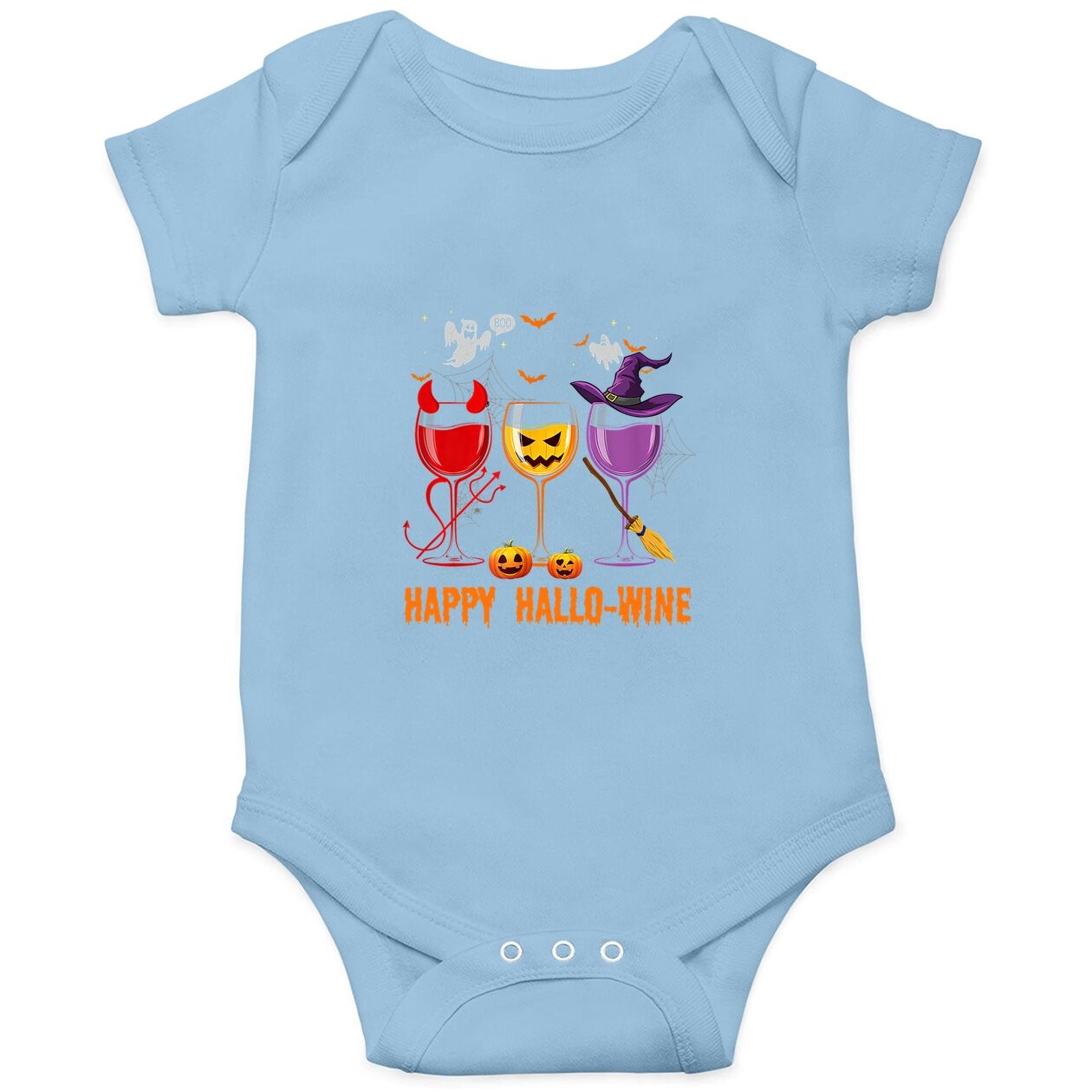 Happy Hallo Wine Glass Wine Drinking Lover Baby Bodysuit