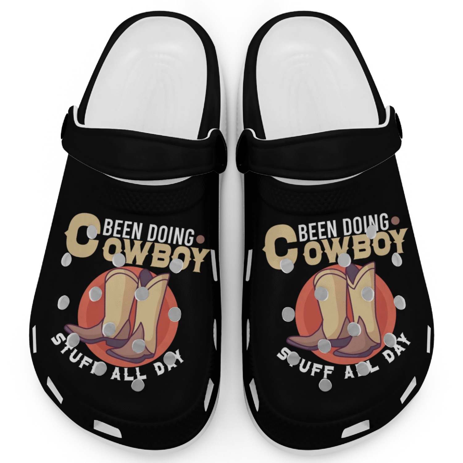 Cowboy Barn Bull Rider Rodeo Country Western Gift Clogs
