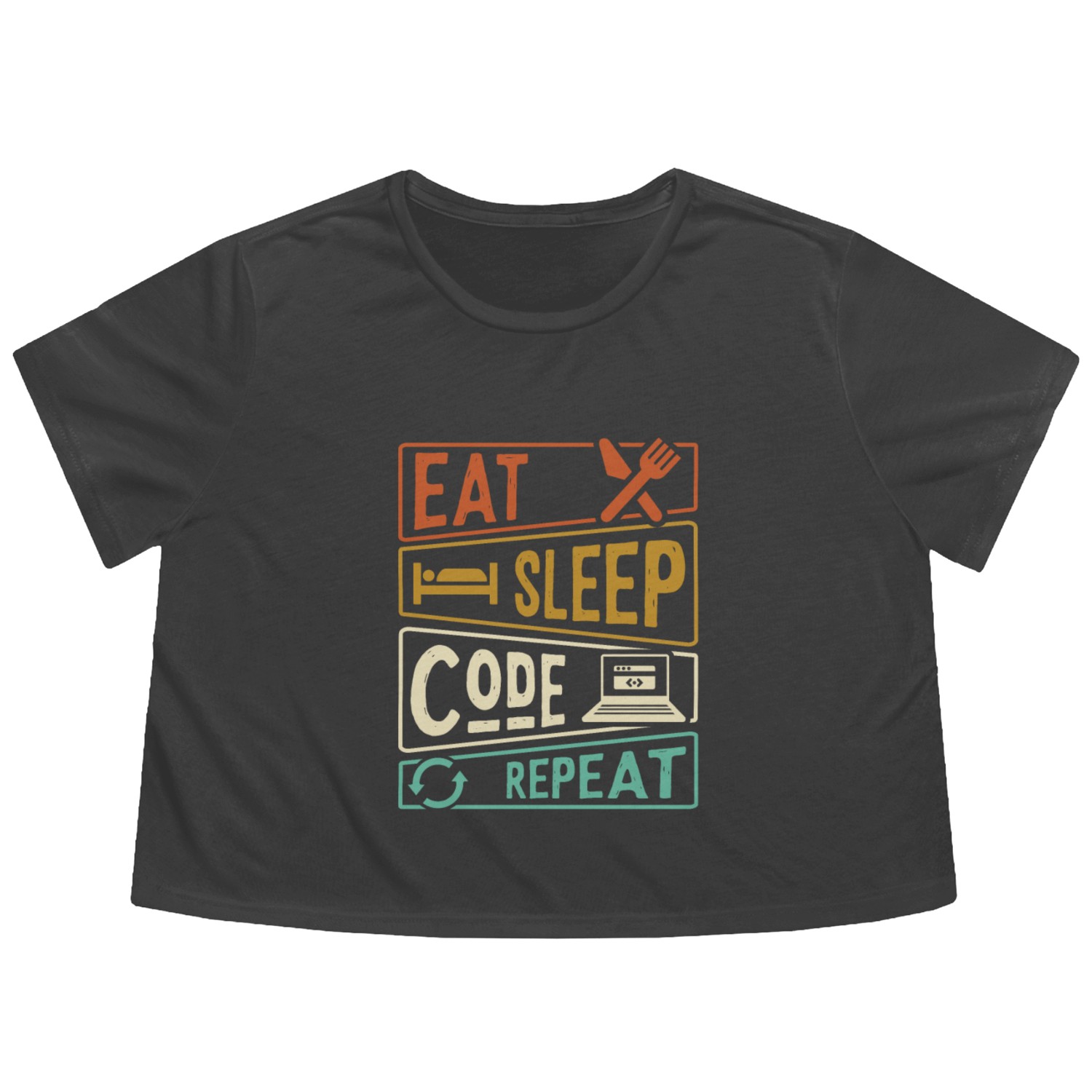 Eat Sleep Code Repeat Programming Flowy Cropped Tees