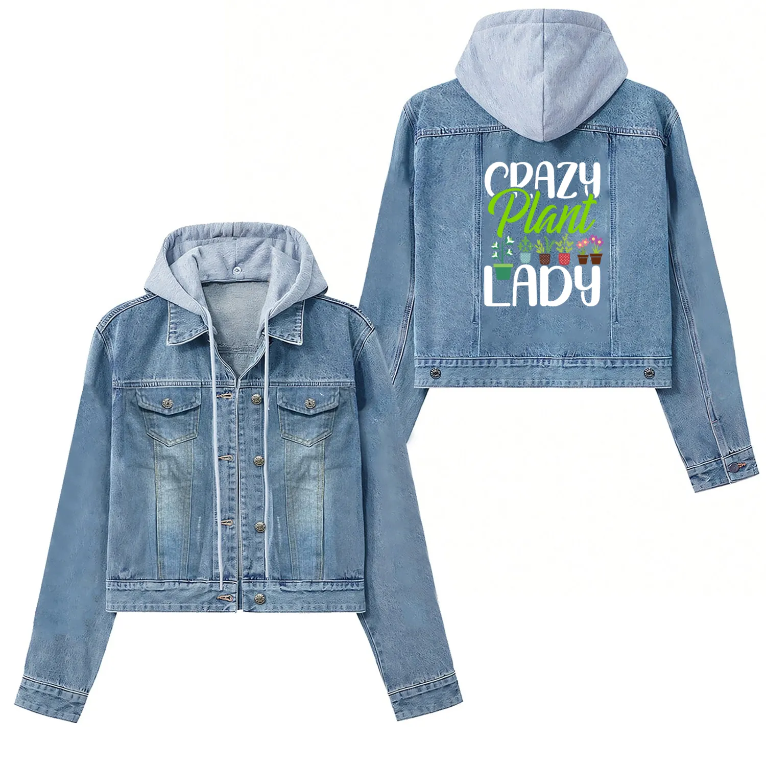 crazy plant lady Women's Denim Jackets