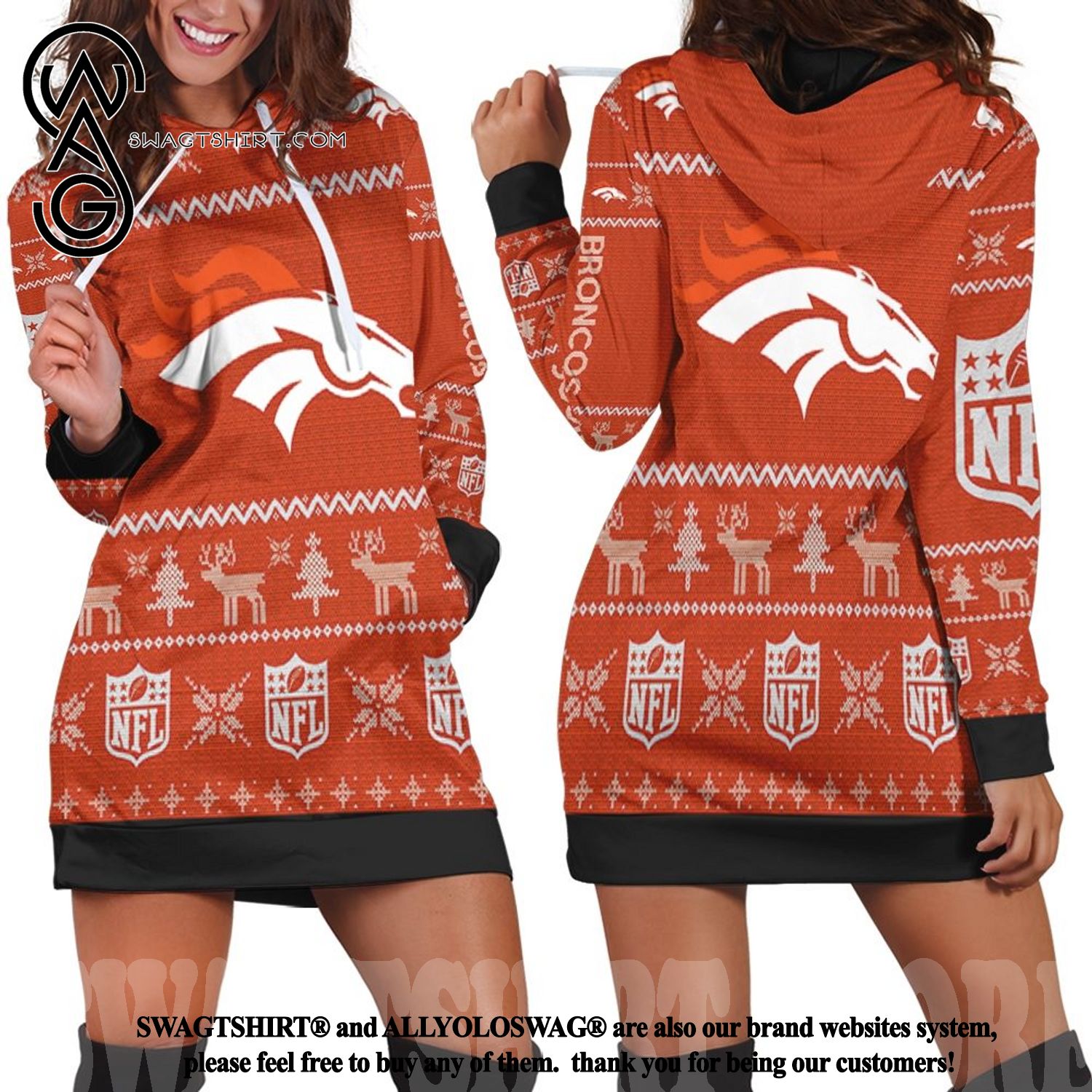 football Denver Broncos Holiday Women Hoodie Dress