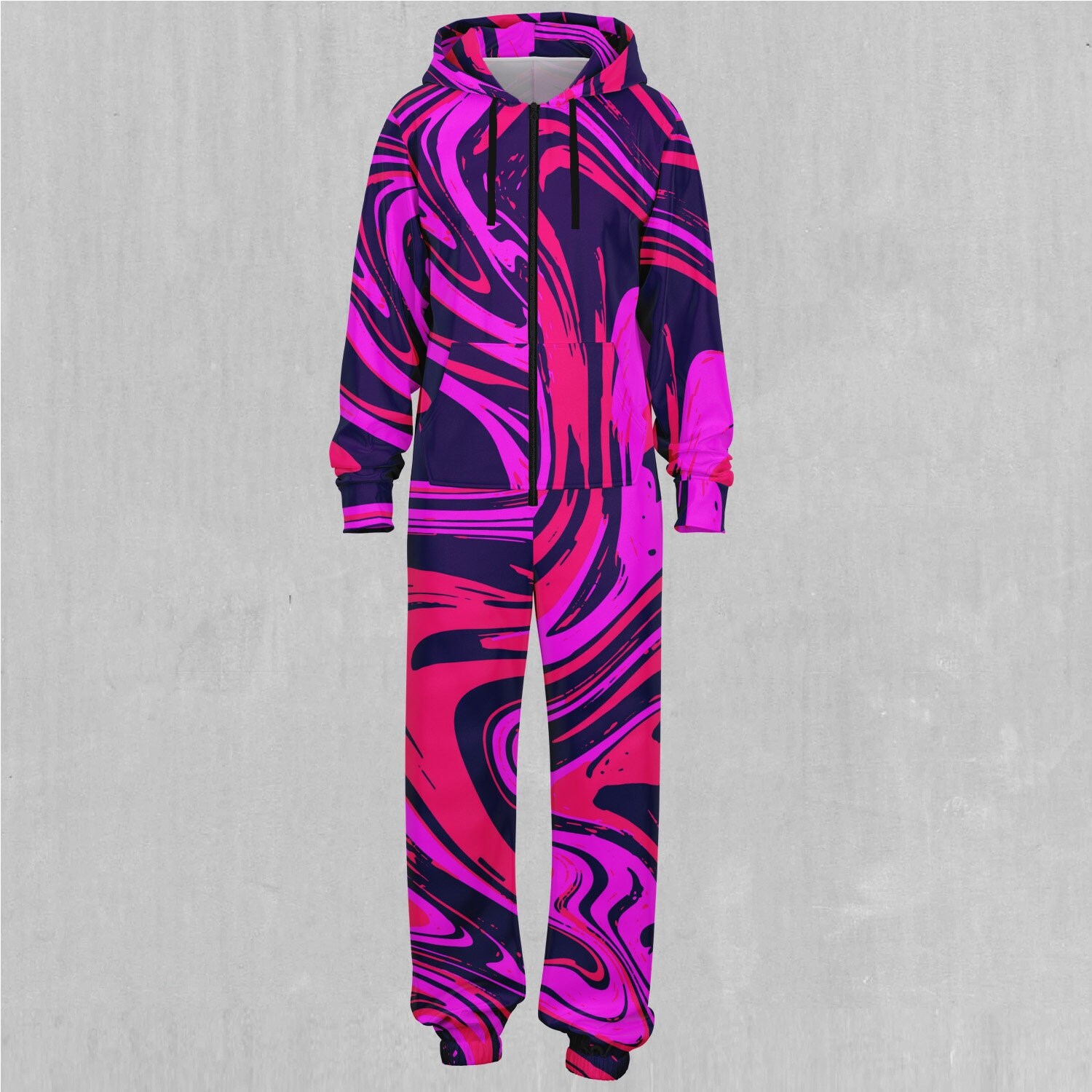 Candy Drip Pink Psychedelic Adult Zip Up Jumpsuit Pajamas