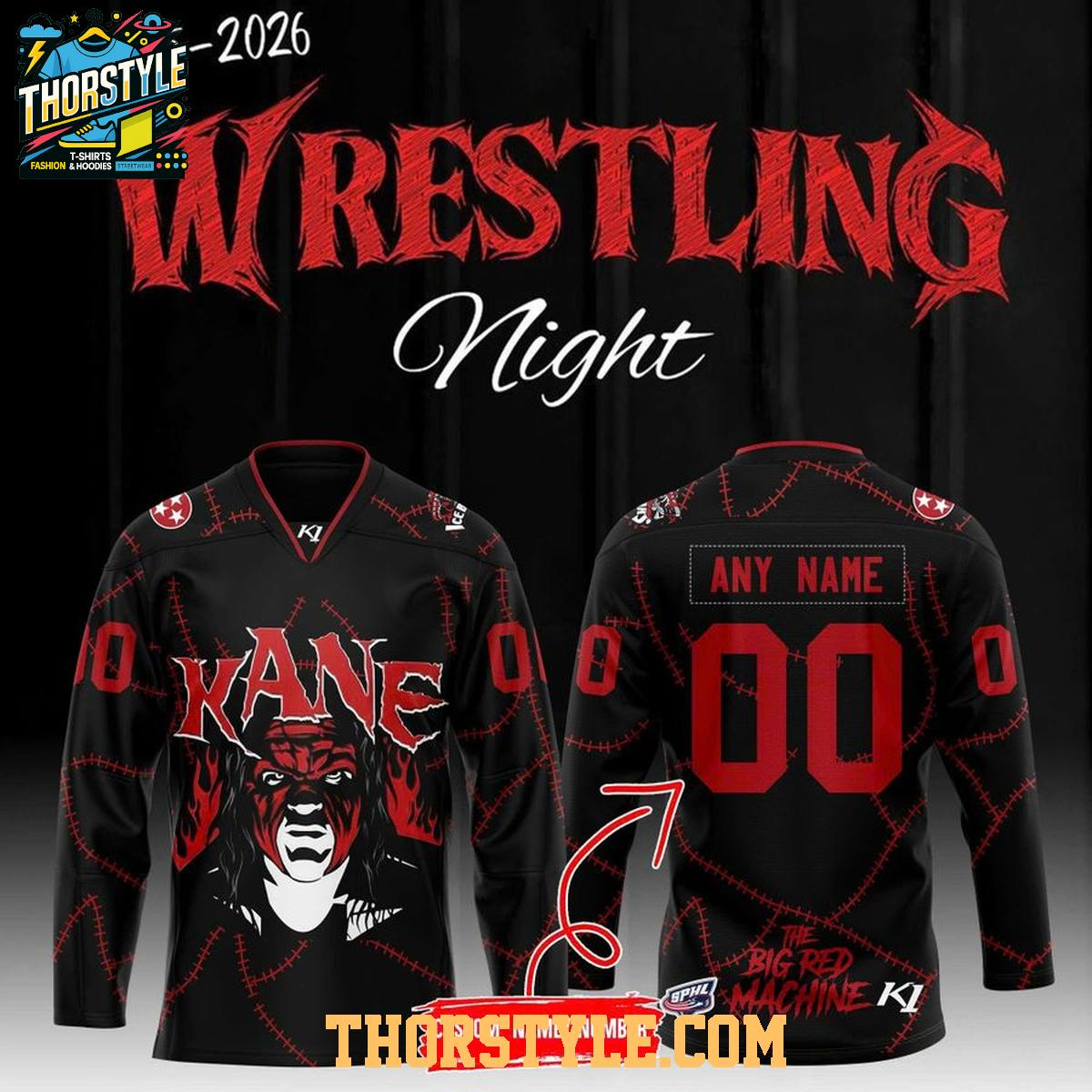 Knoxville Ice Bears Wrestling Night 2026 Big Red Machine Hockey Jersey