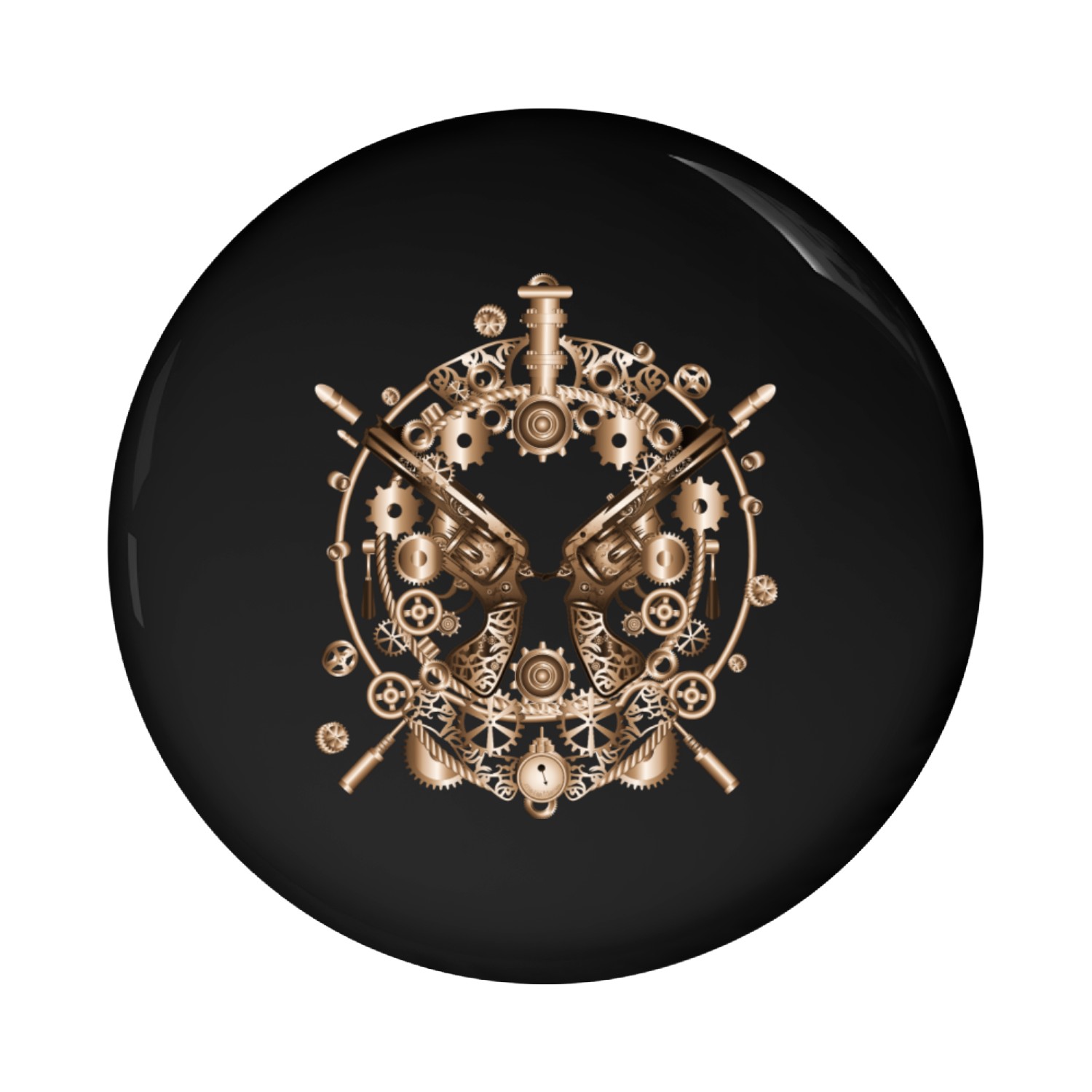 ornate steampunk revolvers with cartridges Pin Buttons