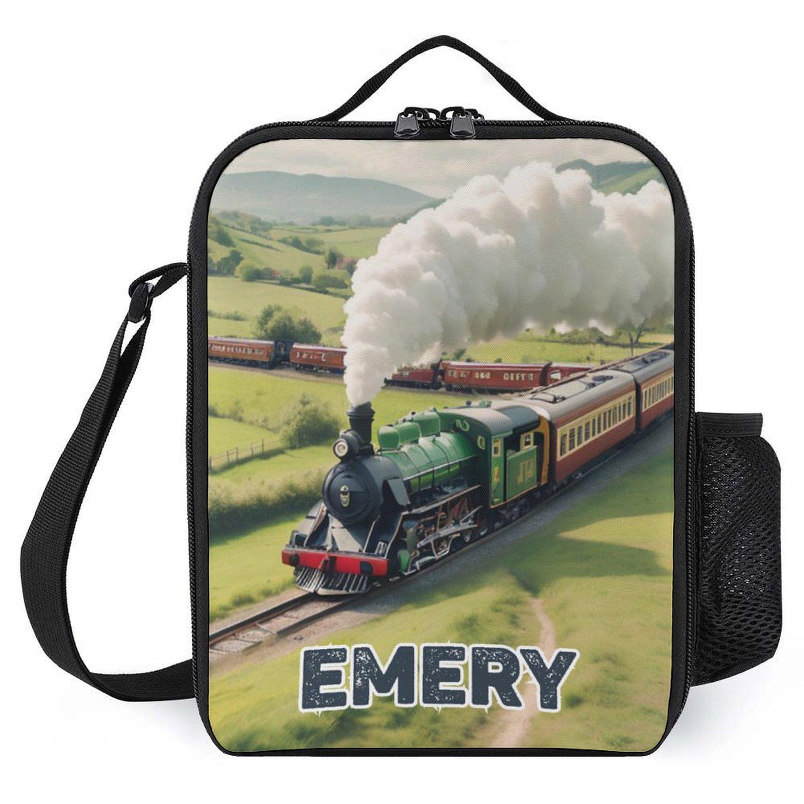 Personalized Train Steam Railroad Lunch Bag for School Camp Boys & Girls